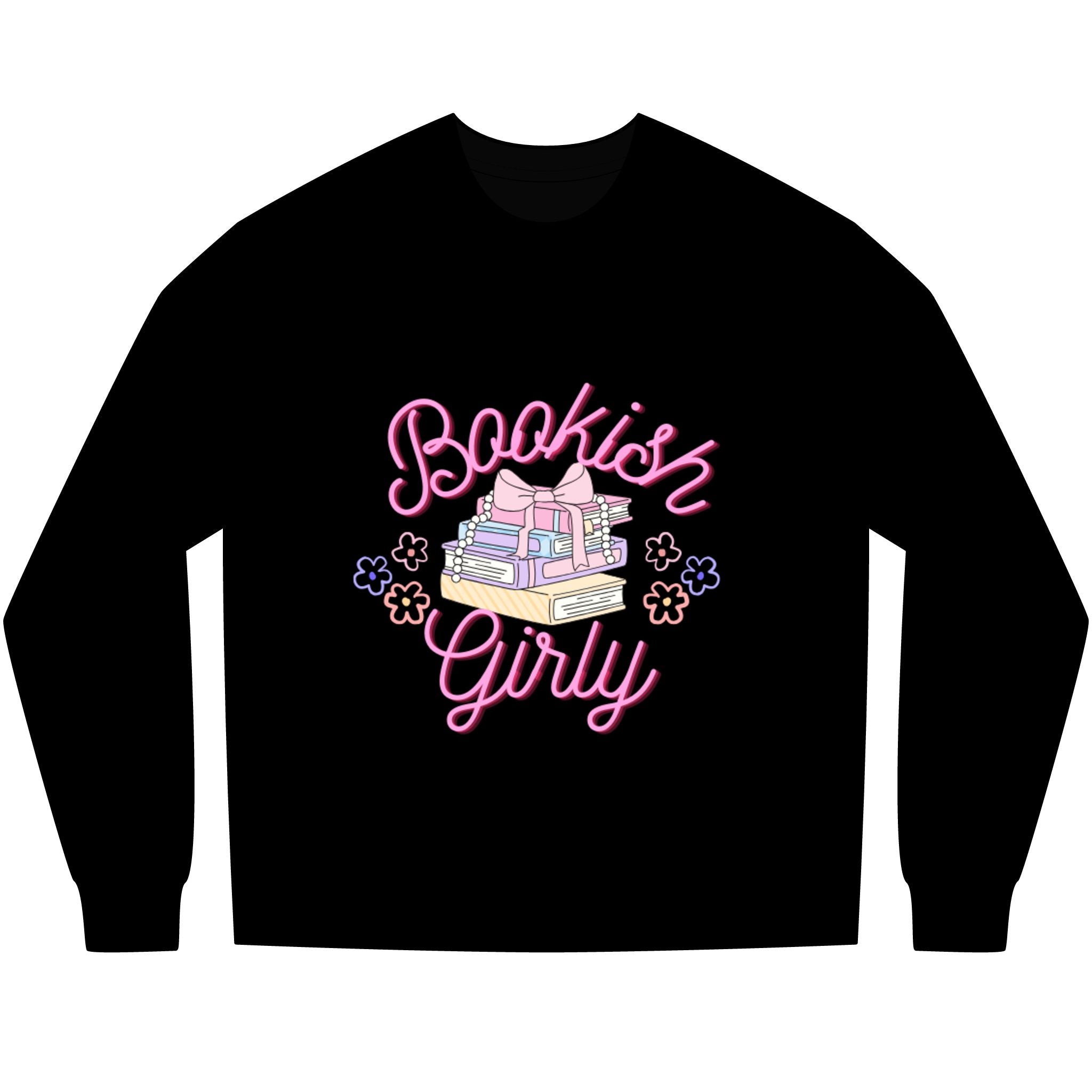 Bookish Girly Long Sleeve Tee — Pastel Books Graphic