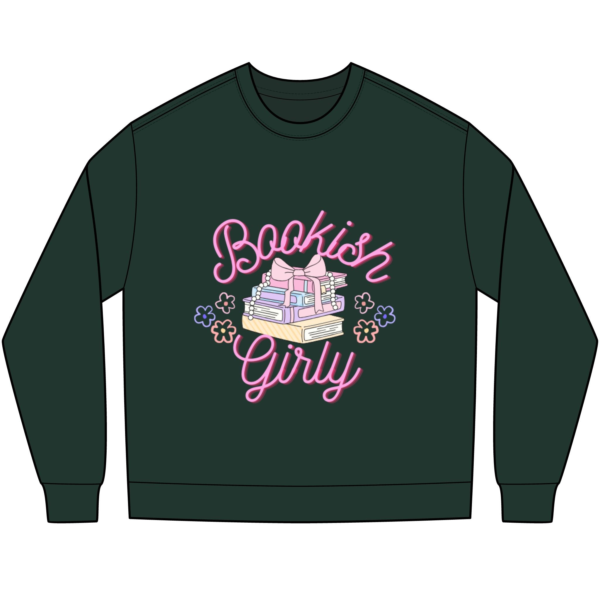 Bookish Girly Long Sleeve Tee — Pastel Books Graphic