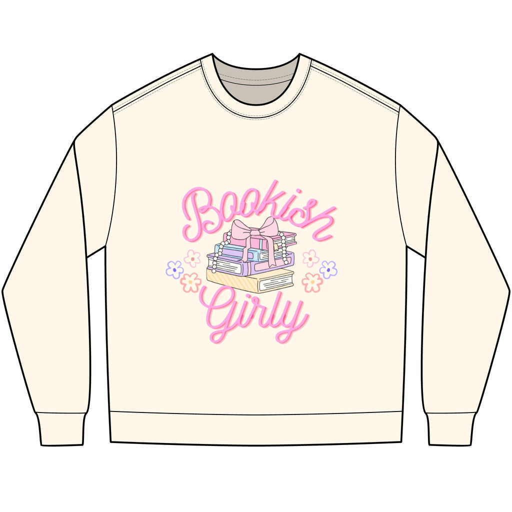 Bookish Girly Long Sleeve Tee — Pastel Books Graphic
