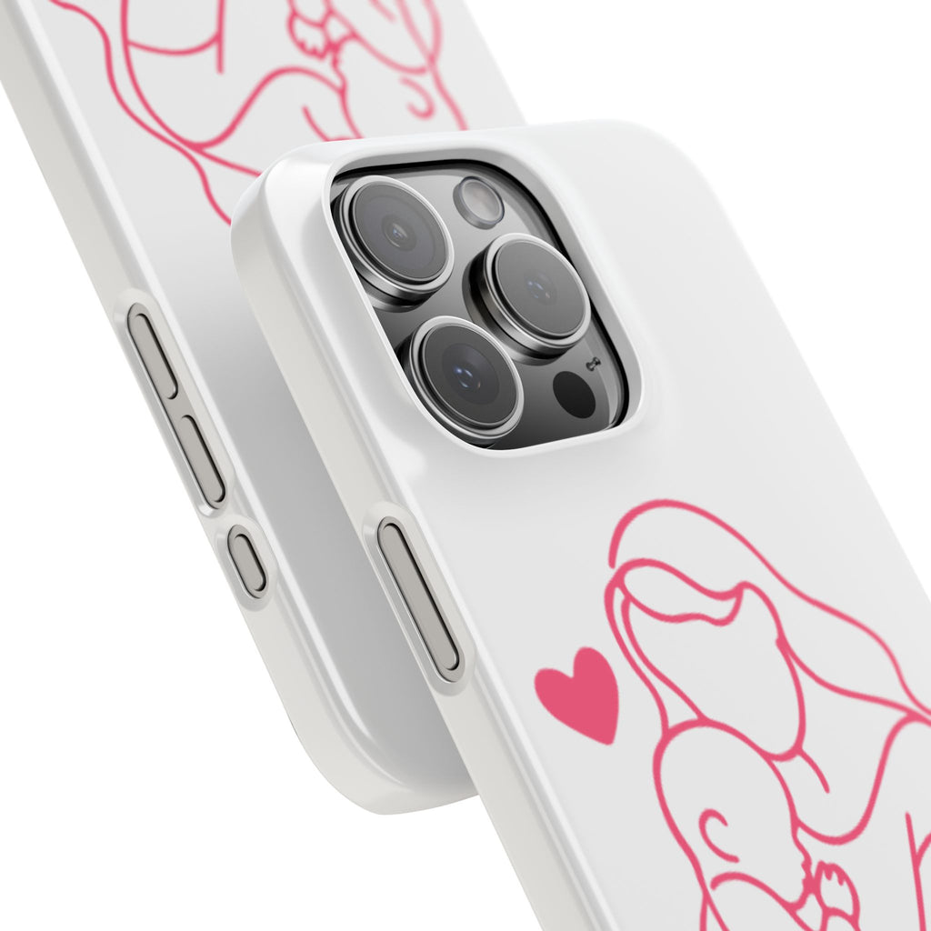 Slim Phone Case — Pink Mother & Baby Outline Design (Mother’s Day Gift)
