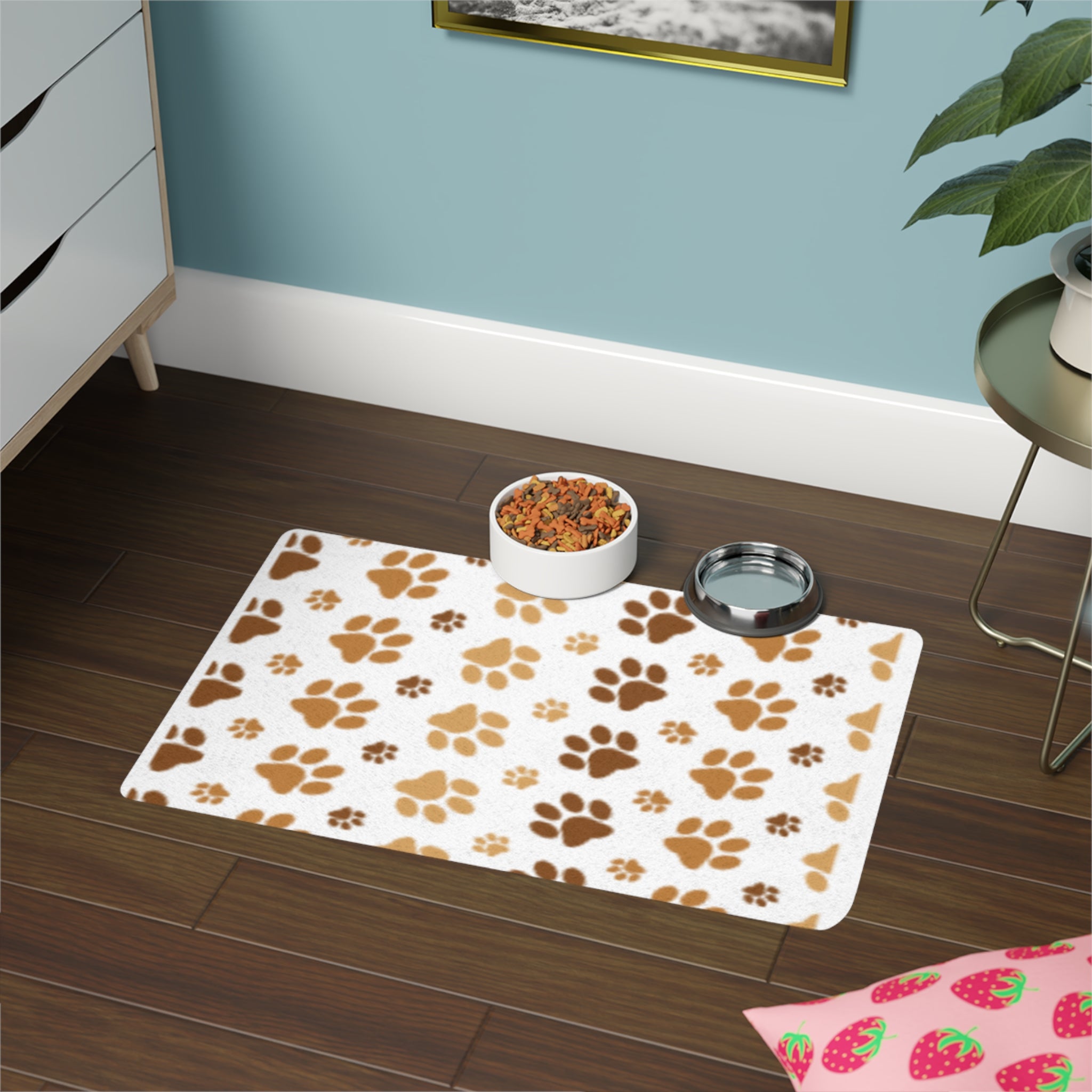 Paw Print Pet Food Mat (12x18) — Non‑Slip Feeding Placemat