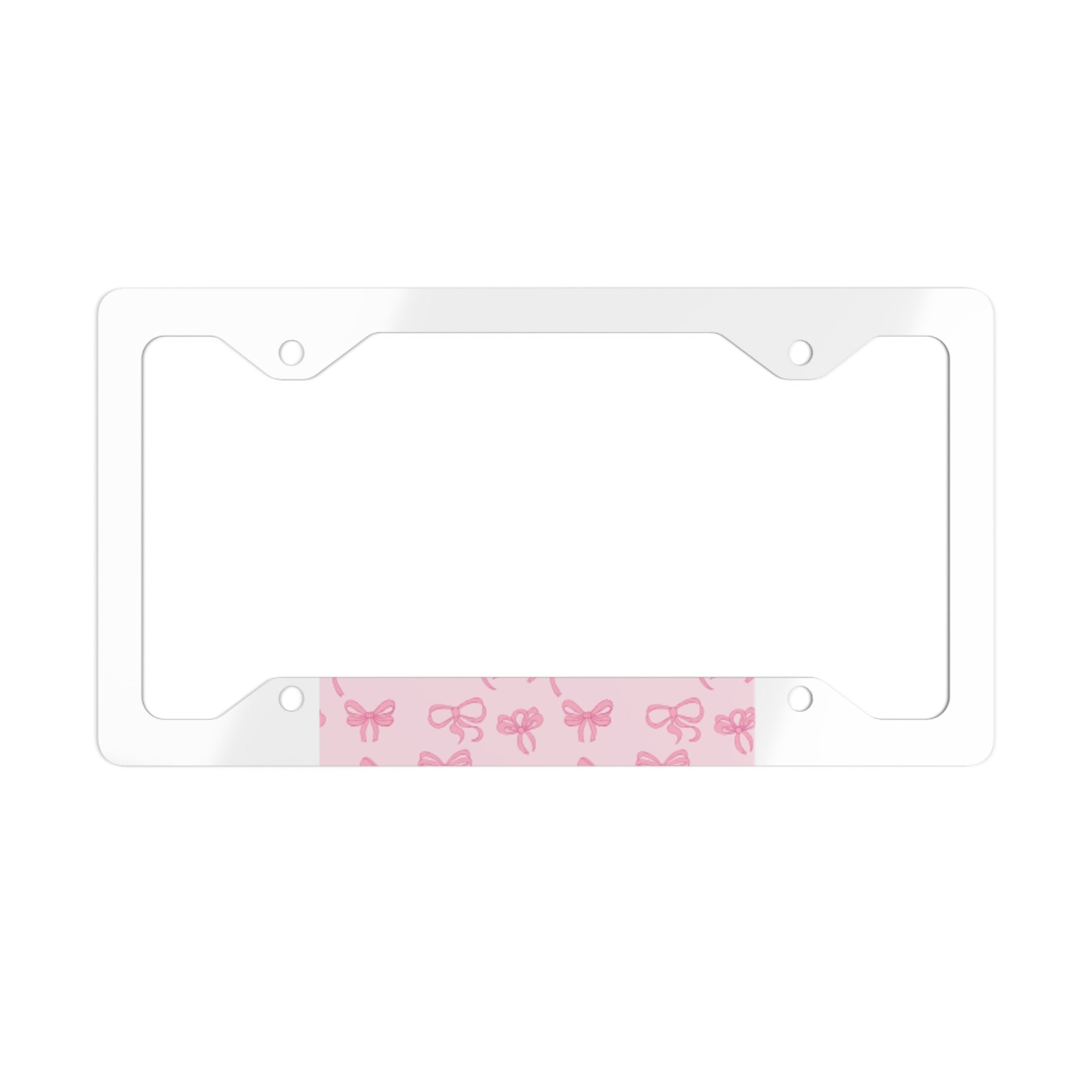 Pink Bow Metal License Plate Frame — Cute Car Accent
