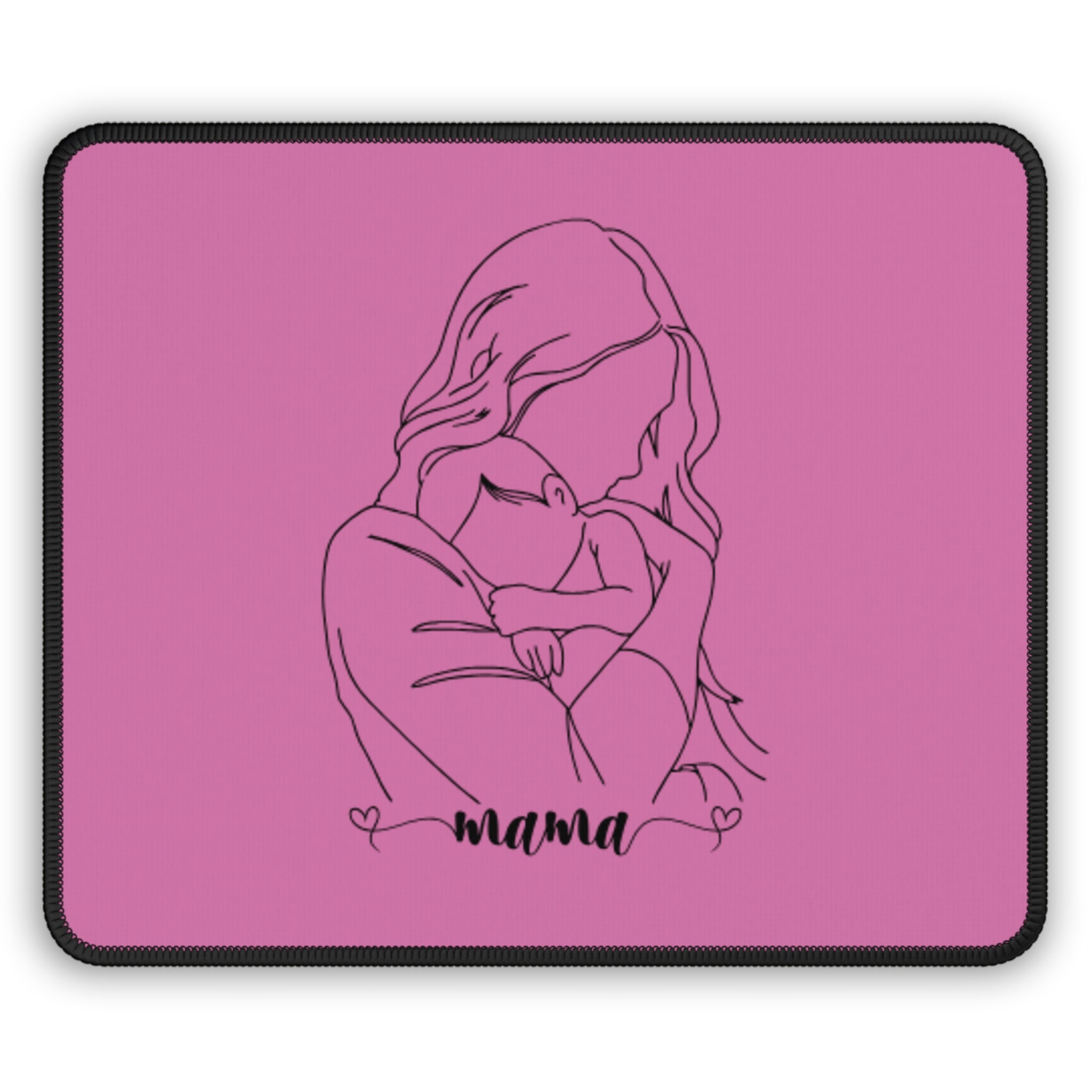 Mama Mom & Baby Gaming Mouse Pad — Pink Heartline Motherhood Desk Mat