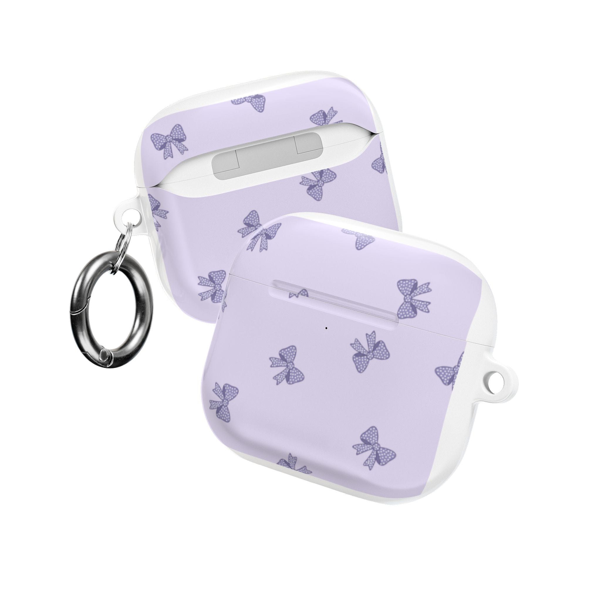 Bow Pattern AirPod Case — Pastel Purple Protective Cover