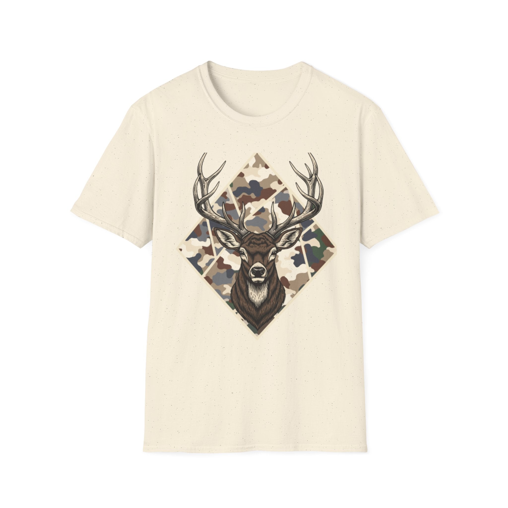 Deer Head Camo T-Shirt — Rustic Hunting Graphic Tee