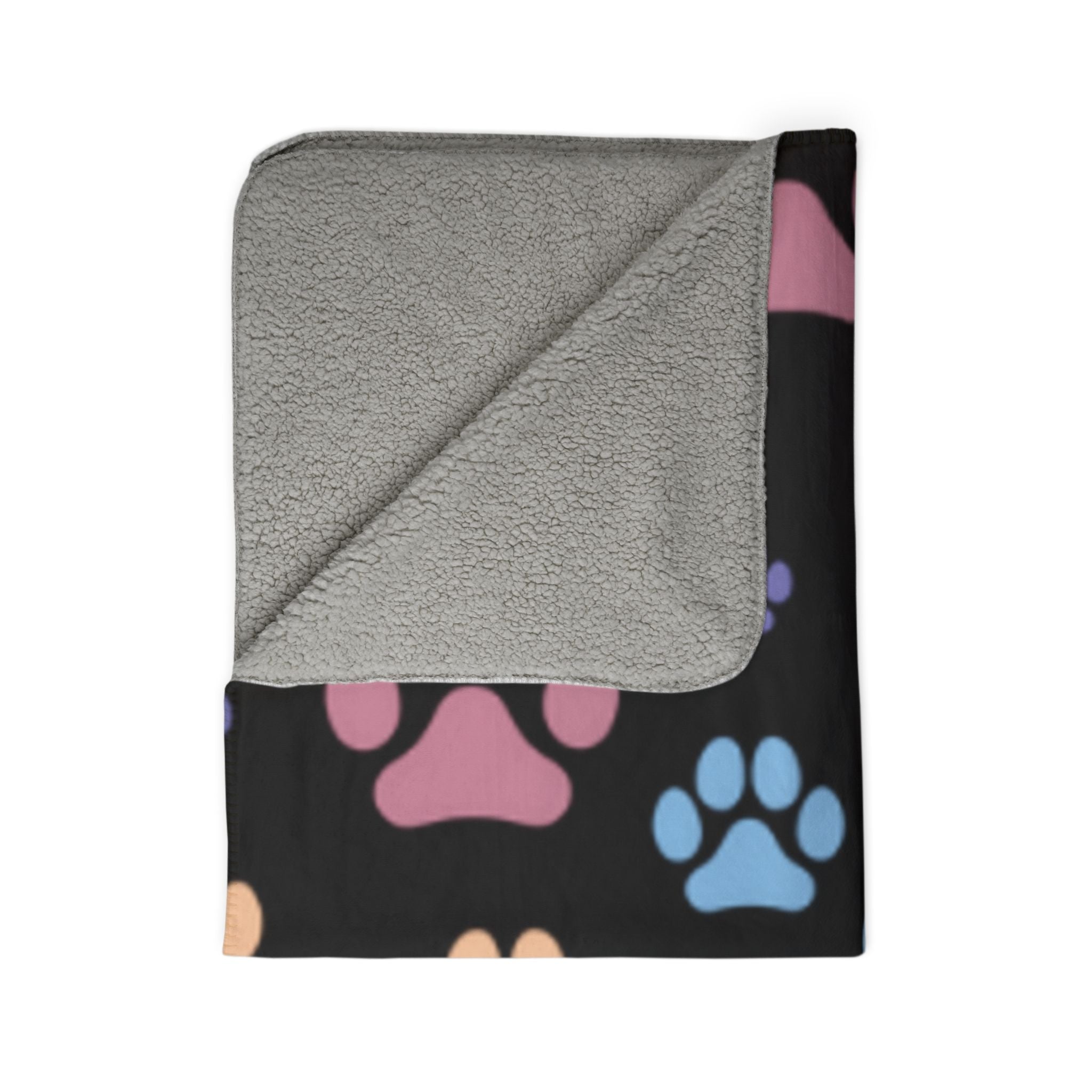 Paw Print Fleece Sherpa Blanket — Cozy Pet Lover Throw (Pastel Paw Pattern)