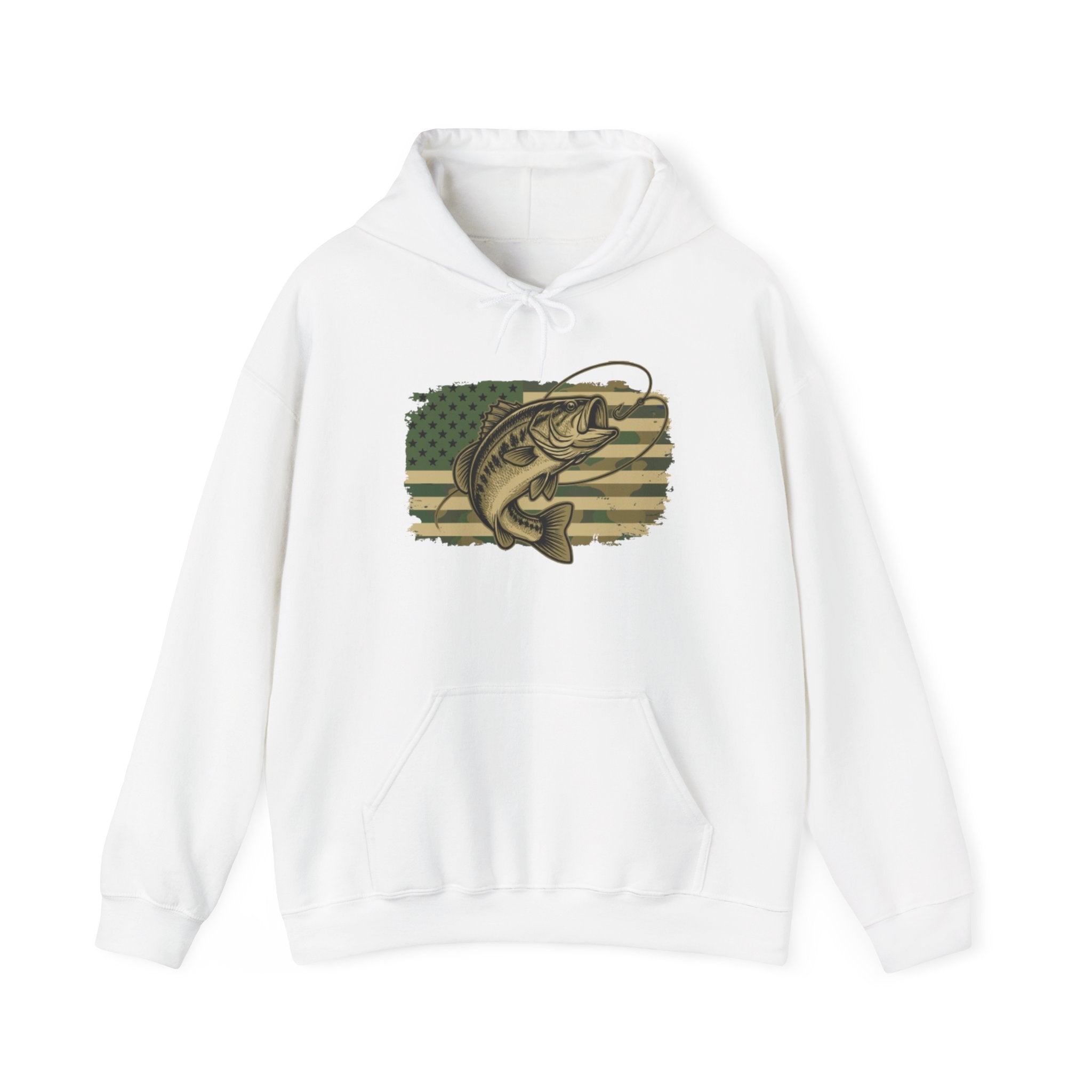 Fishing Bass Hoodie — American Flag Largemouth Bass Pullover