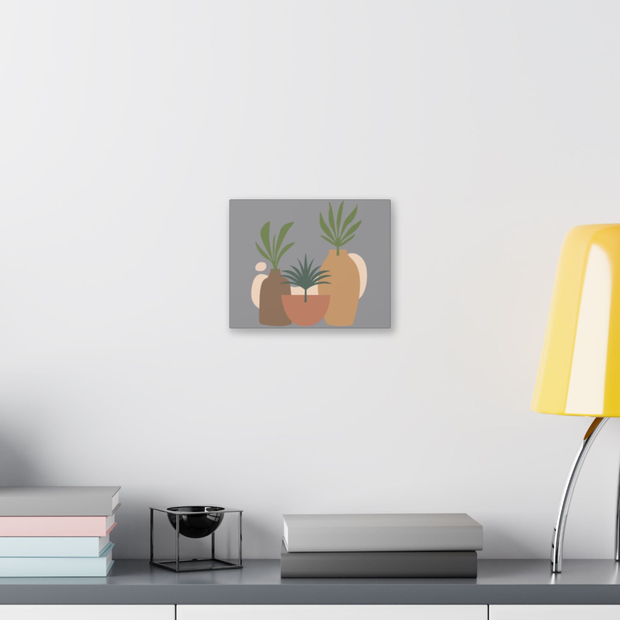 Minimalist Potted Plants Canvas Print — Neutral Boho Wall Art