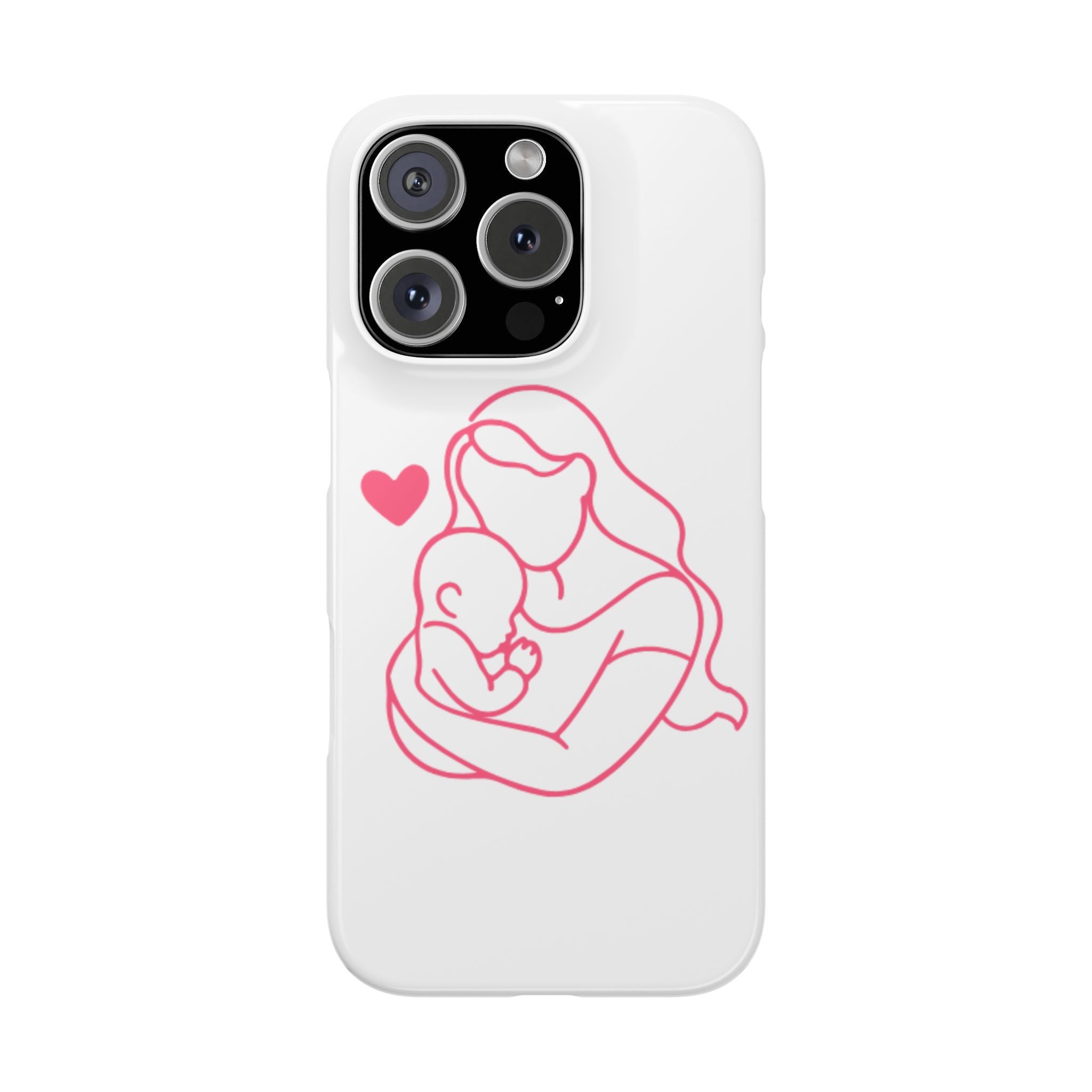 Slim Phone Case — Pink Mother & Baby Outline Design (Mother’s Day Gift)