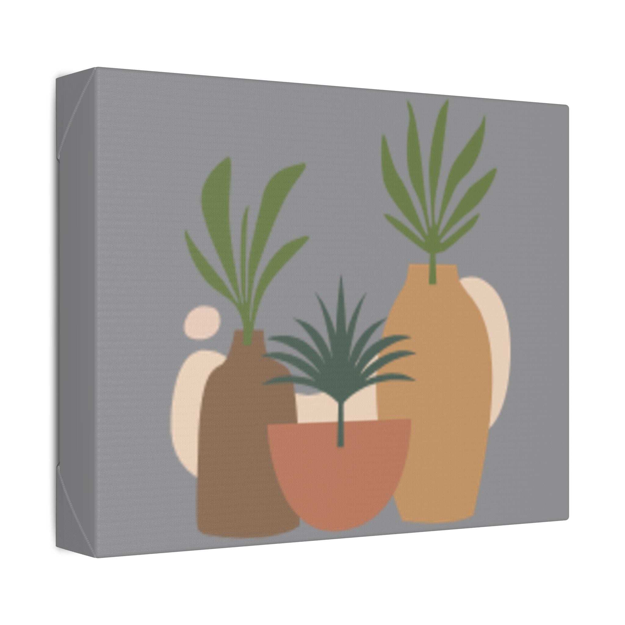 Minimalist Potted Plants Canvas Print — Neutral Boho Wall Art