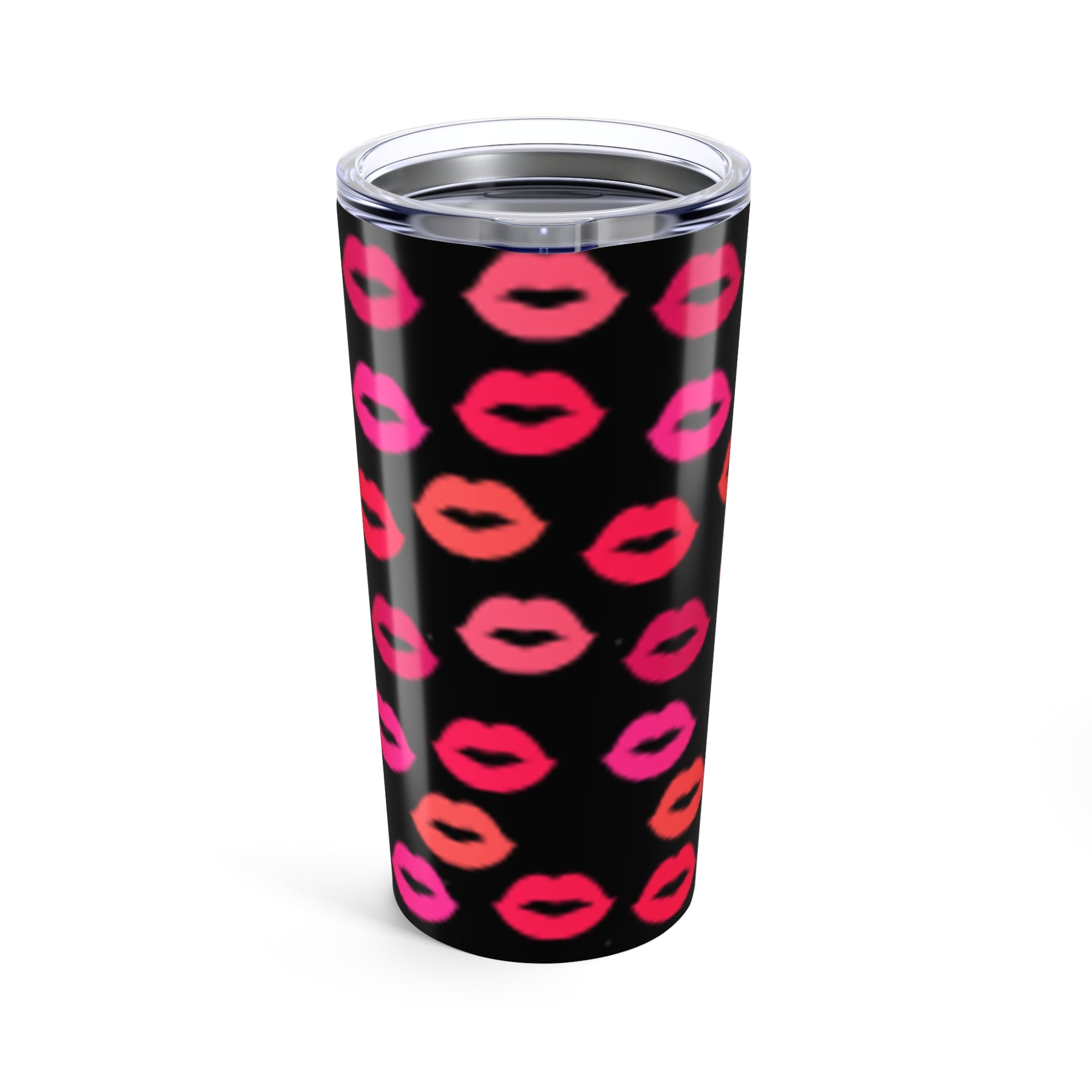 Lip Print 20oz Tumbler — Pink & Coral Kiss Pattern Insulated Travel Cup