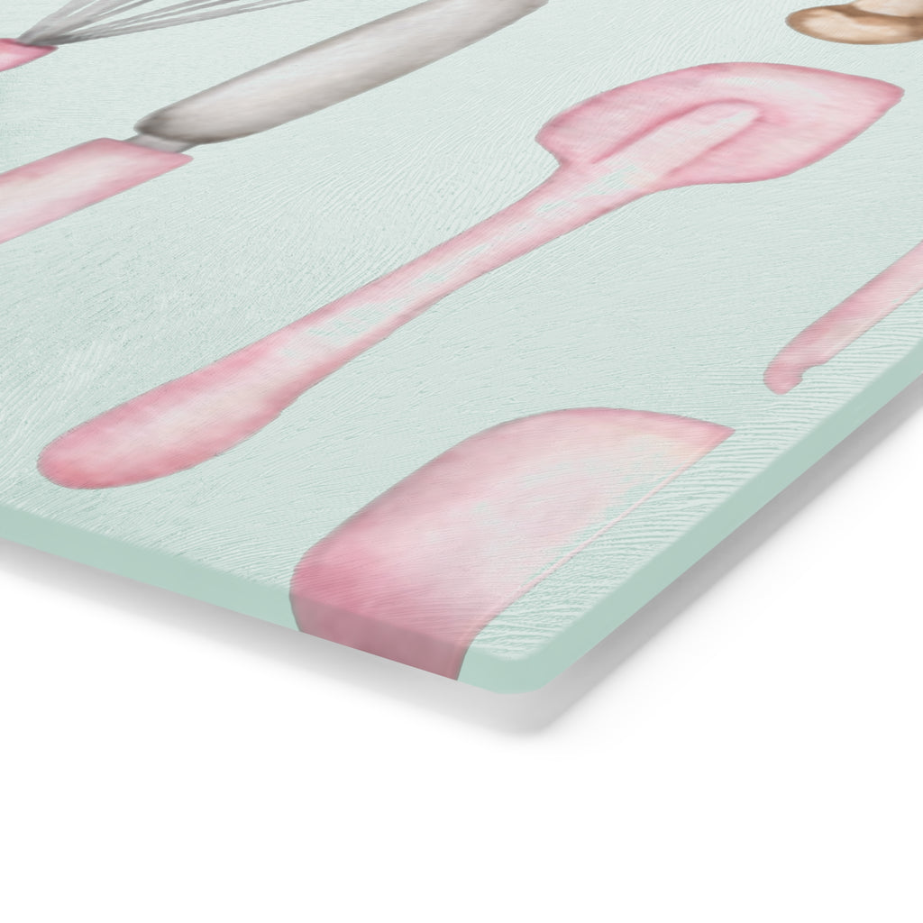 Kitchen Utensil Cutting Board — Pastel Baking Tools Pattern