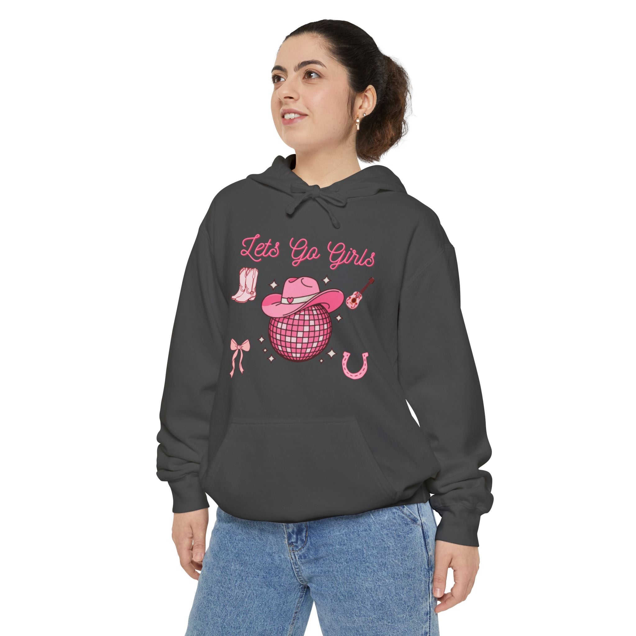Let’s Go Cowgirls Hoodie — Pink Western Rodeo Graphic