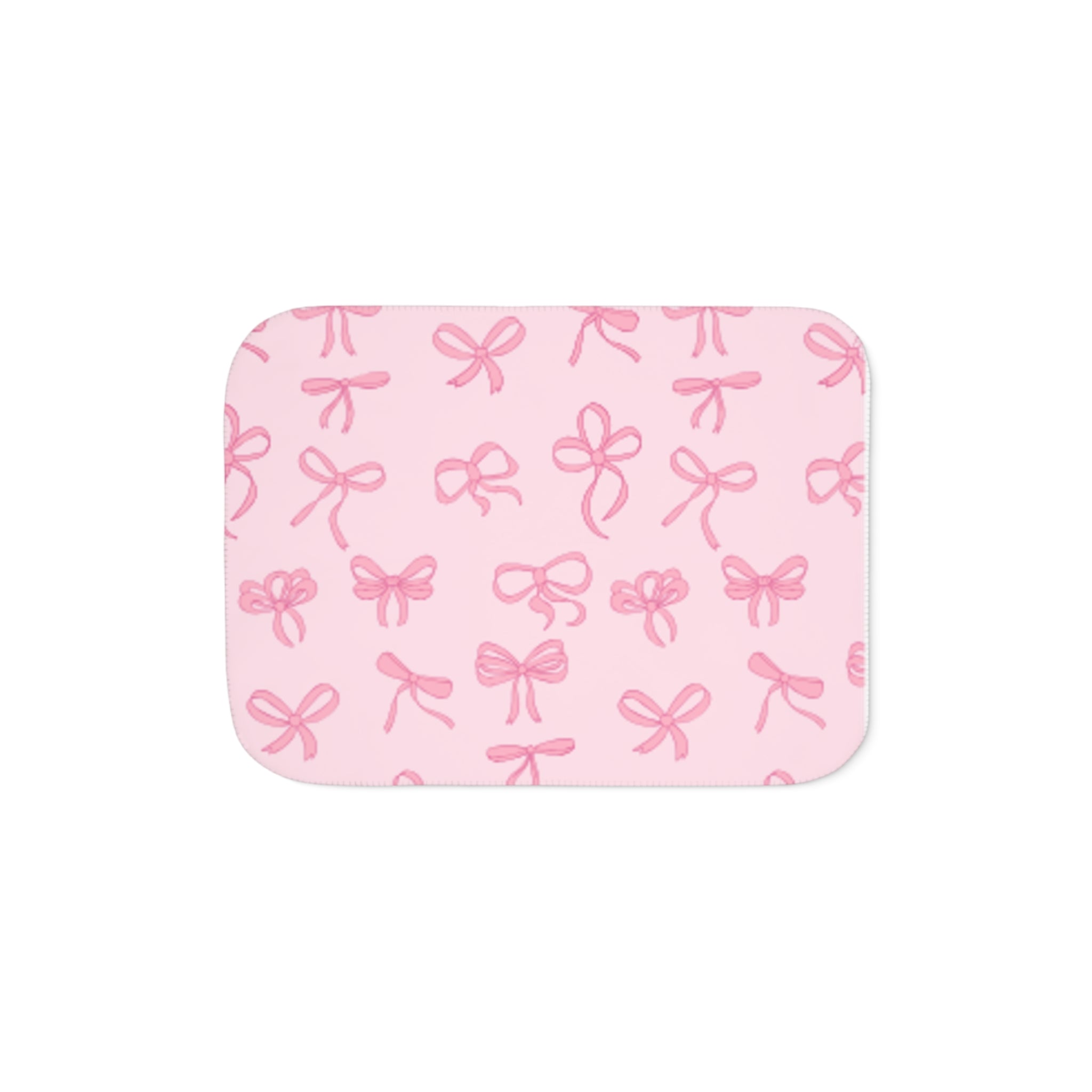 Pink Bow Pattern Sherpa Blanket — Reversible Cozy Throw