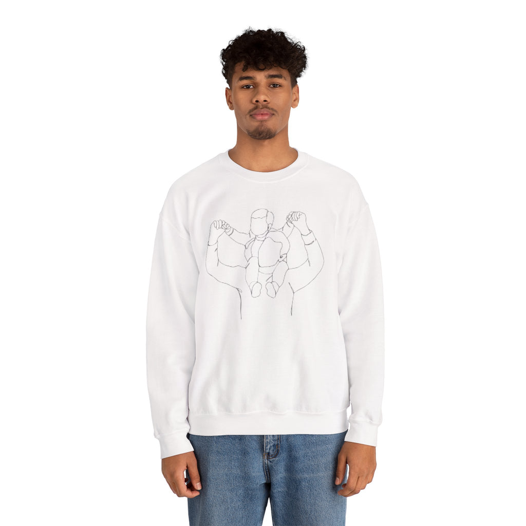Minimal Line Art Crewneck Sweatshirt — Couple Holding Hands Sketch