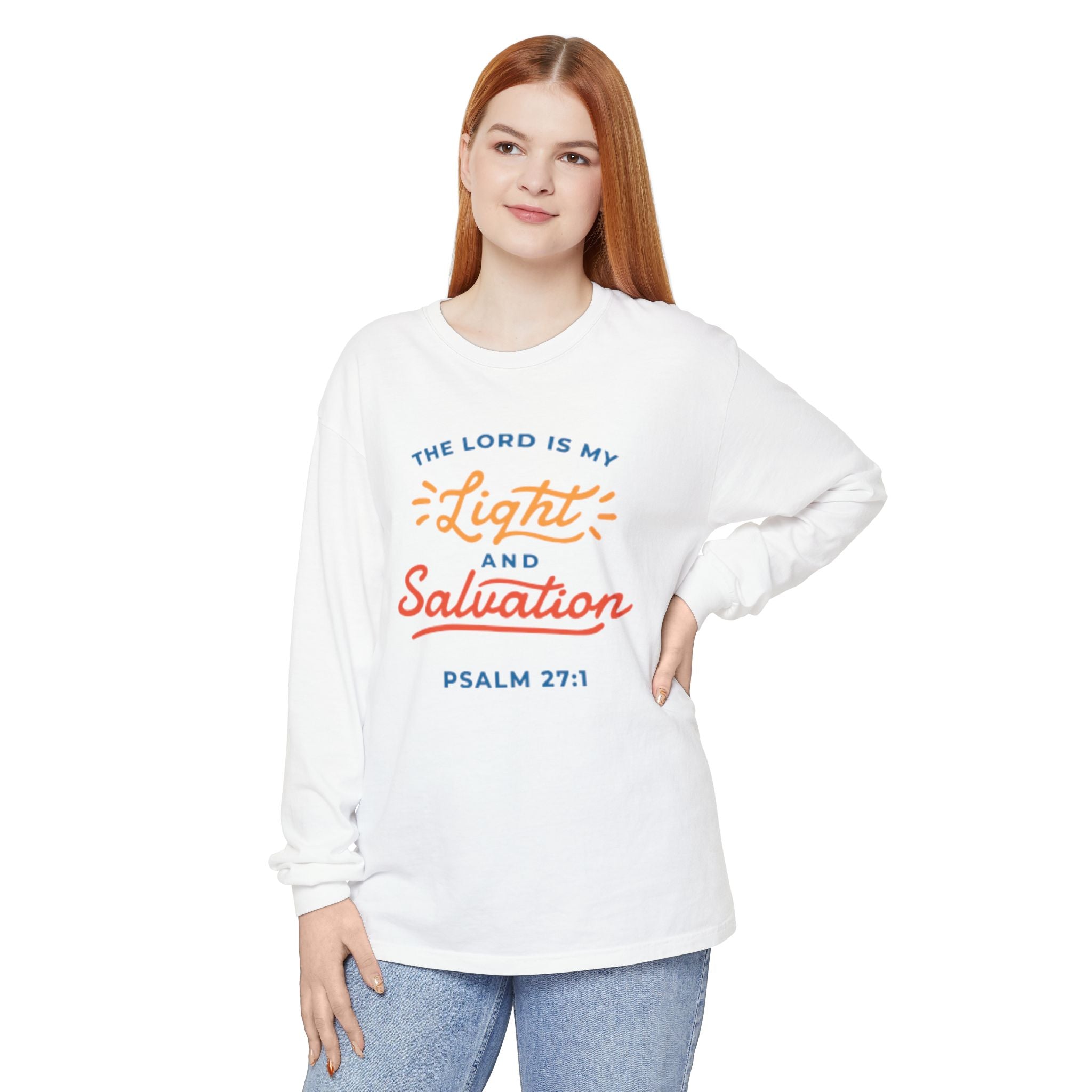Psalm 27:1 'The Lord Is My Light and Salvation' Long Sleeve Tee