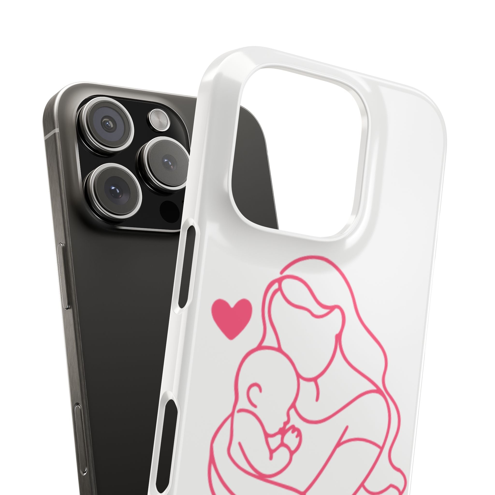 Slim Phone Case — Pink Mother & Baby Outline Design (Mother’s Day Gift)