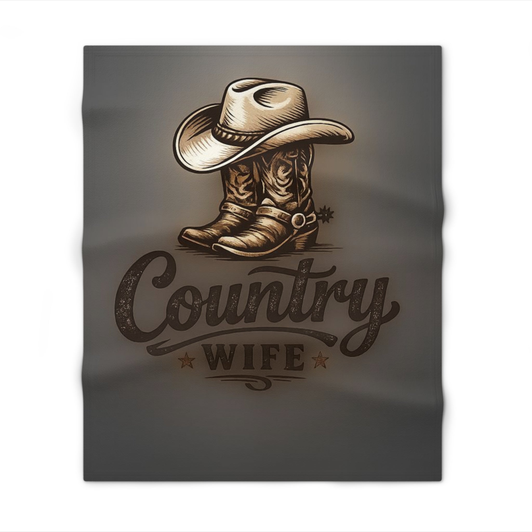 Country Wife Throw Blanket — Western Cowboy Boots & Hat Cozy Throw for Ranch Life