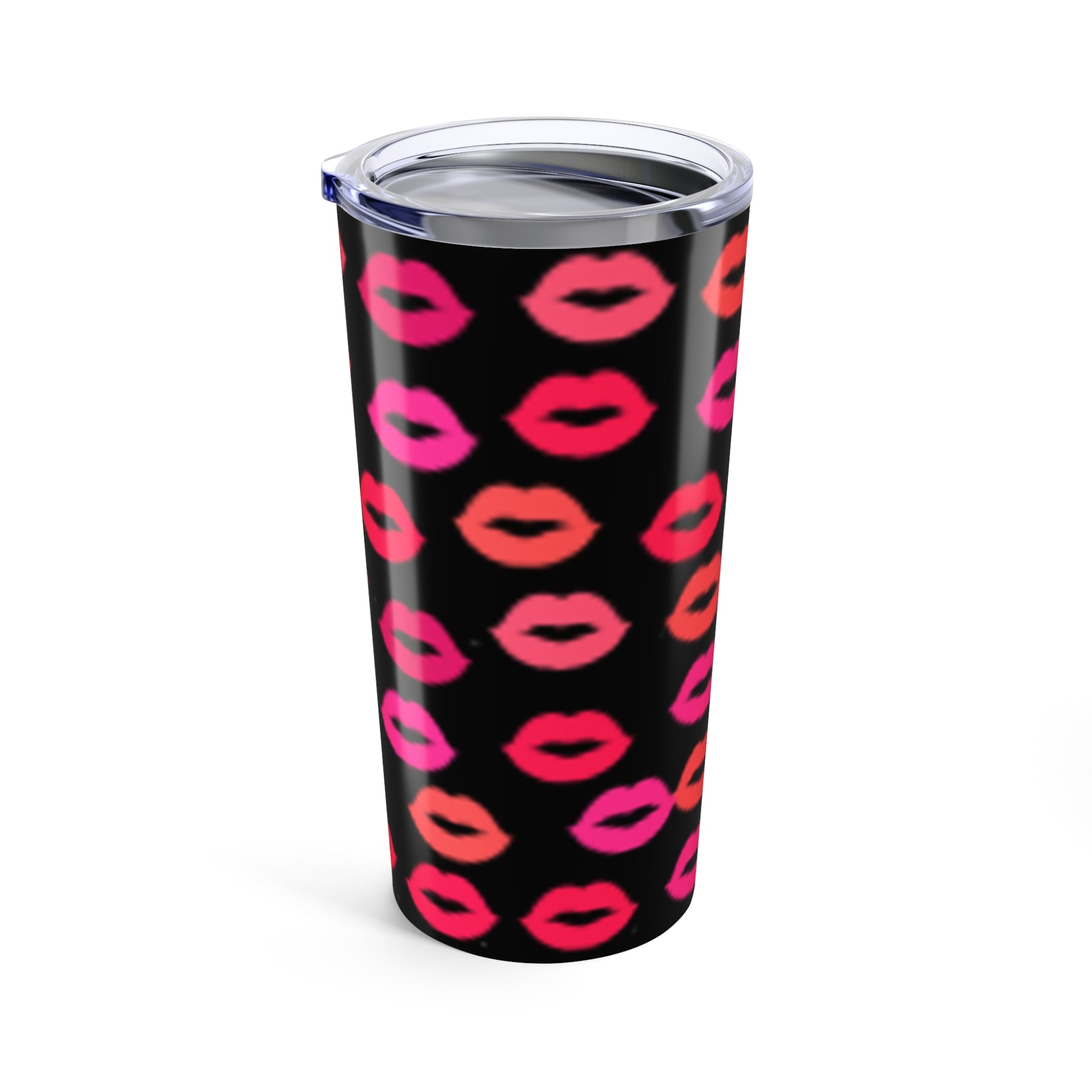 Lip Print 20oz Tumbler — Pink & Coral Kiss Pattern Insulated Travel Cup