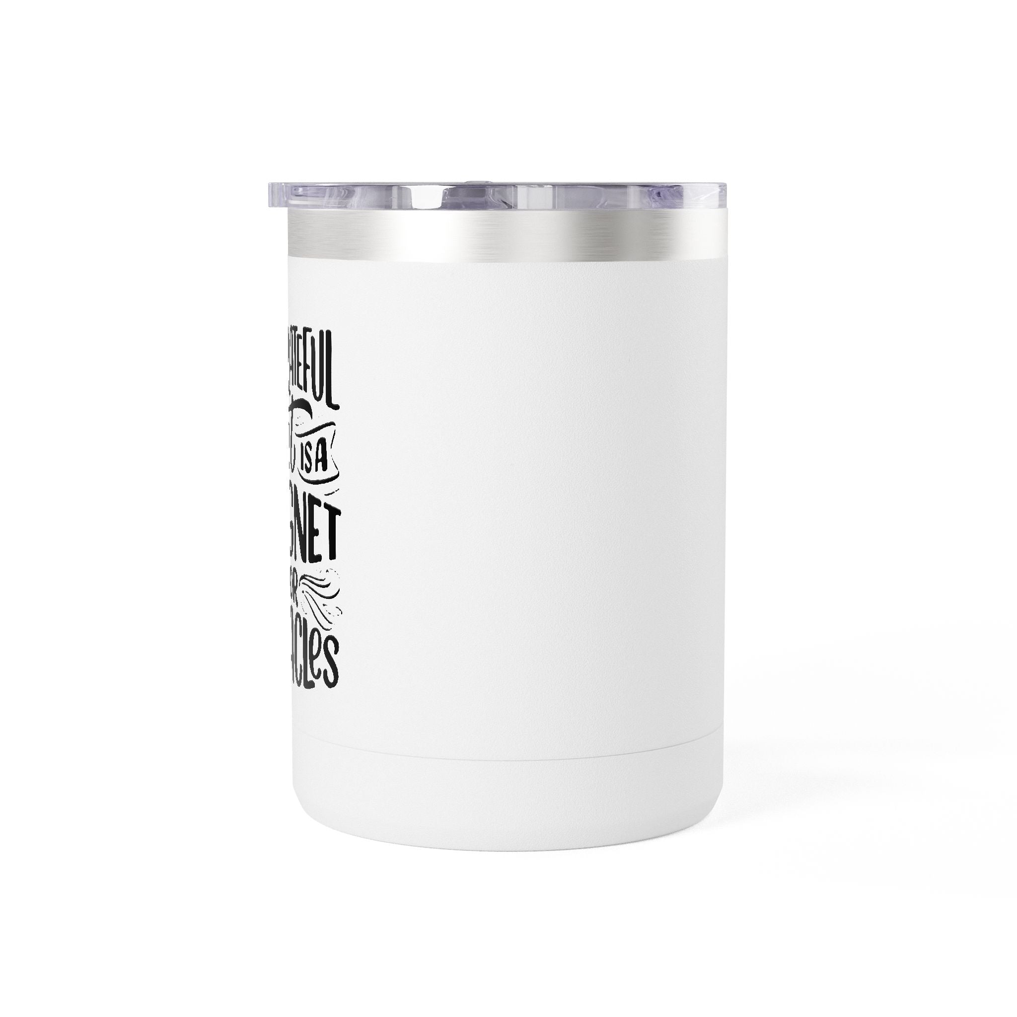 15oz Insulated Coffee Tumbler Mug — White Travel Cup with Handle