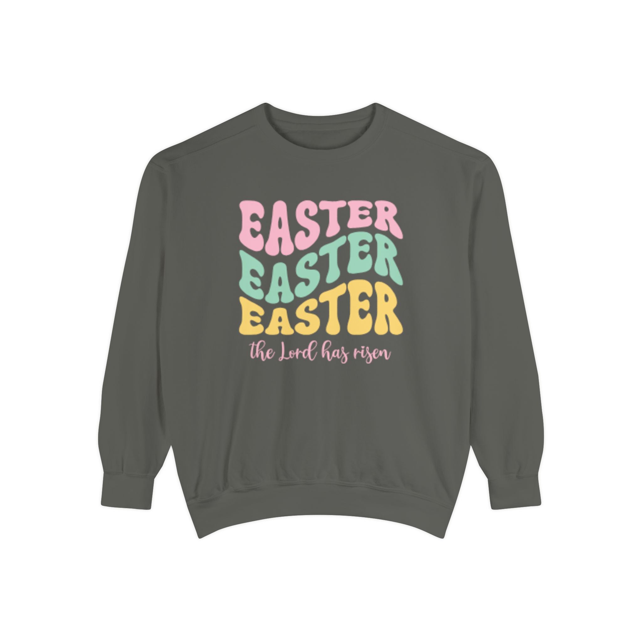 Easter Retro Graphic Sweatshirt — "Easter Easter Easter" Pastel Holiday Pullover