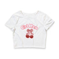 Crop Tee — "Girl Mom" Cherry Graphic
