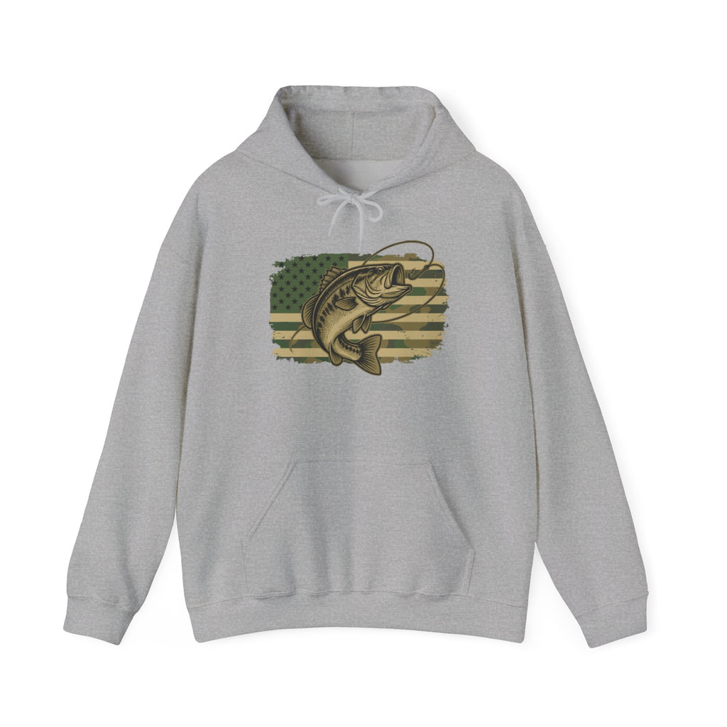 Fishing Bass Hoodie — American Flag Largemouth Bass Pullover