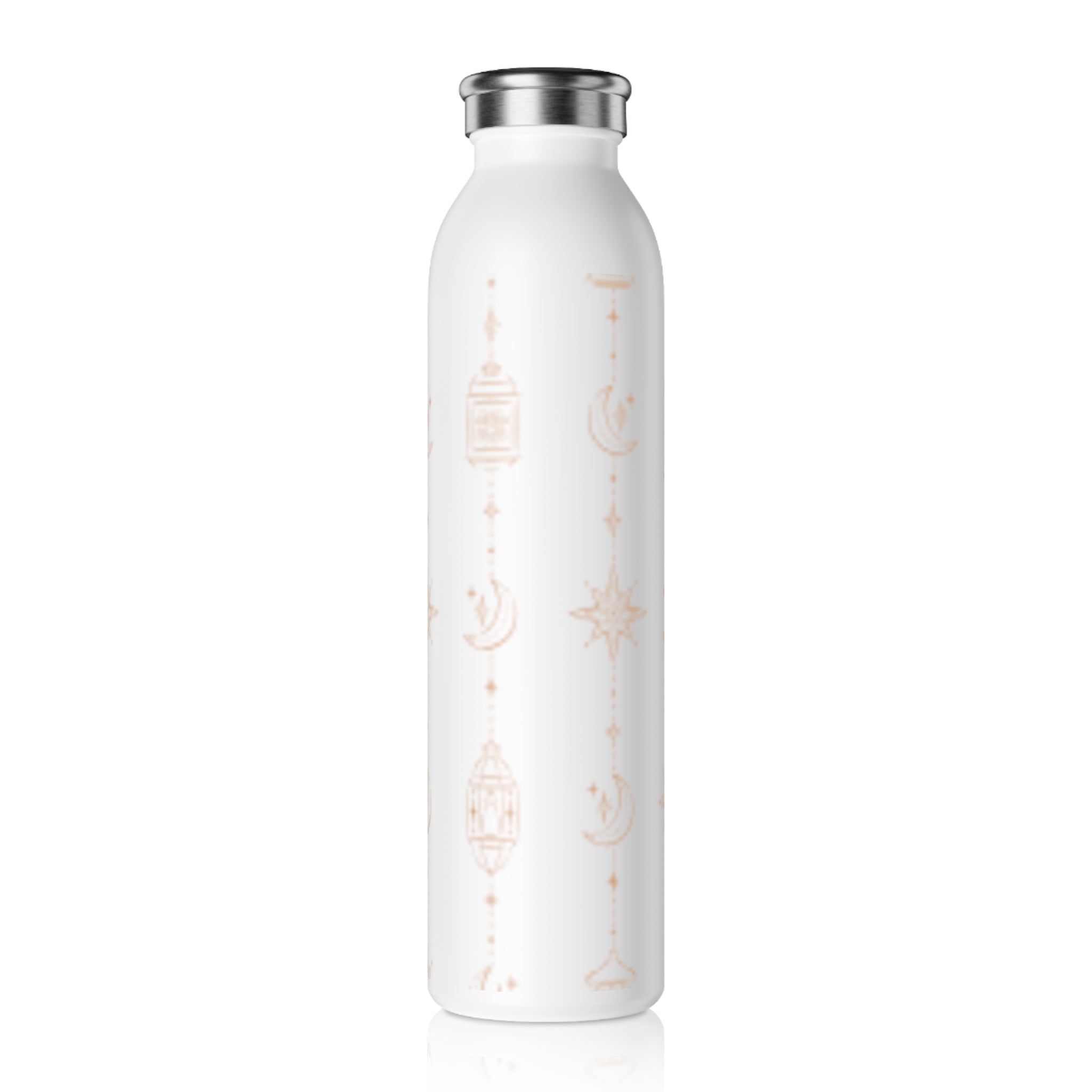 Celestial Lantern Slim Water Bottle — Minimal Moon & Star Pattern