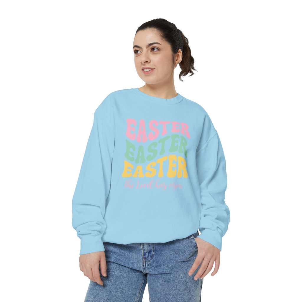 Easter Retro Graphic Sweatshirt — "Easter Easter Easter" Pastel Holiday Pullover