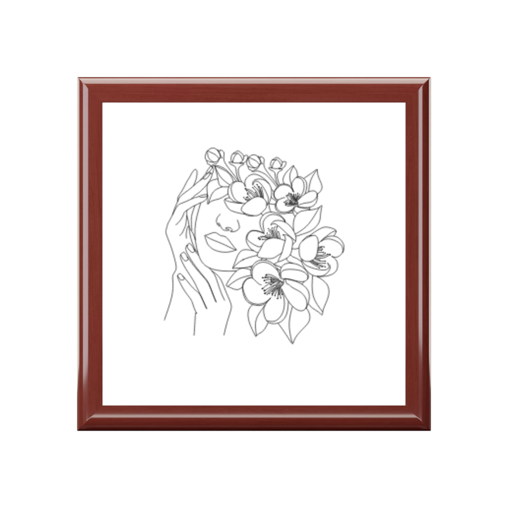 Floral Face Jewelry Box – Elegant Hand-Drawn Orchid Trinket Keeper