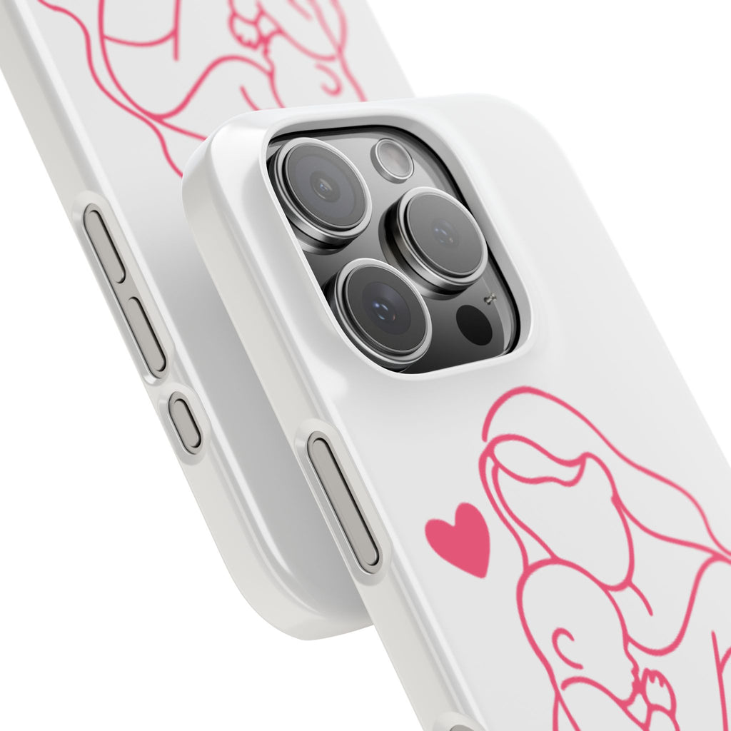 Slim Phone Case — Pink Mother & Baby Outline Design (Mother’s Day Gift)