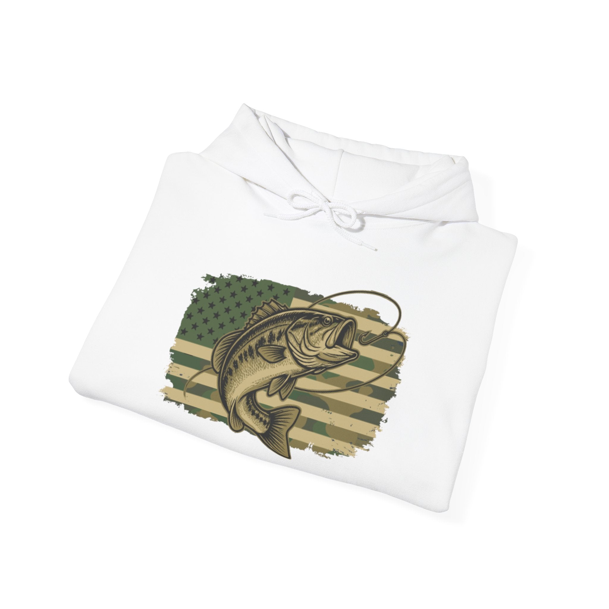 Fishing Bass Hoodie — American Flag Largemouth Bass Pullover