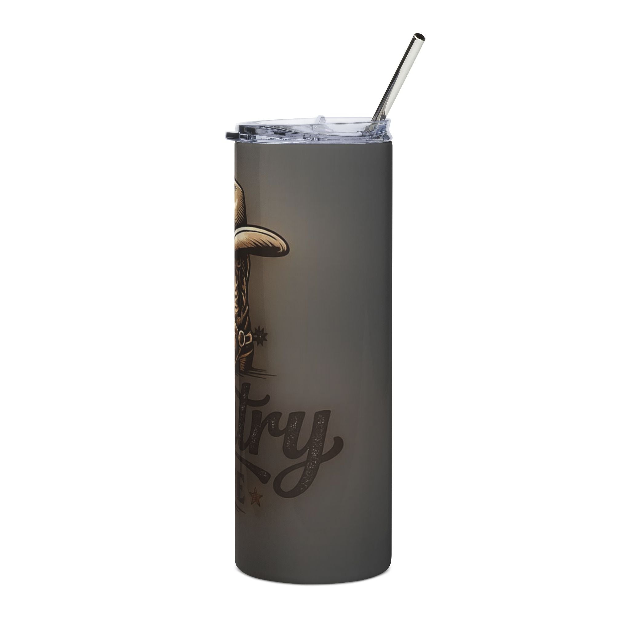 Country Wife 20oz Stainless Steel Tumbler - Cowboy Boots & Hat Travel Mug