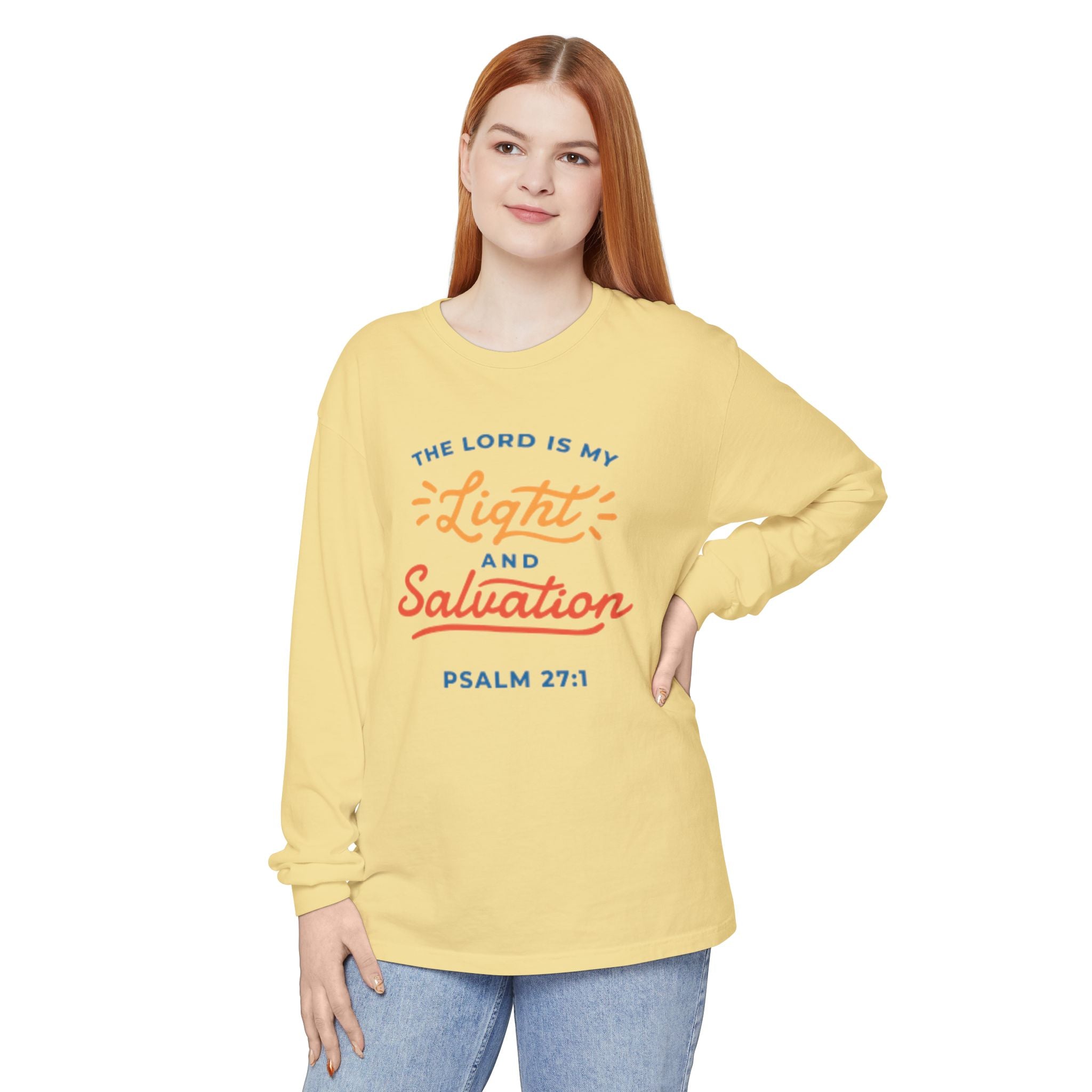 Psalm 27:1 'The Lord Is My Light and Salvation' Long Sleeve Tee
