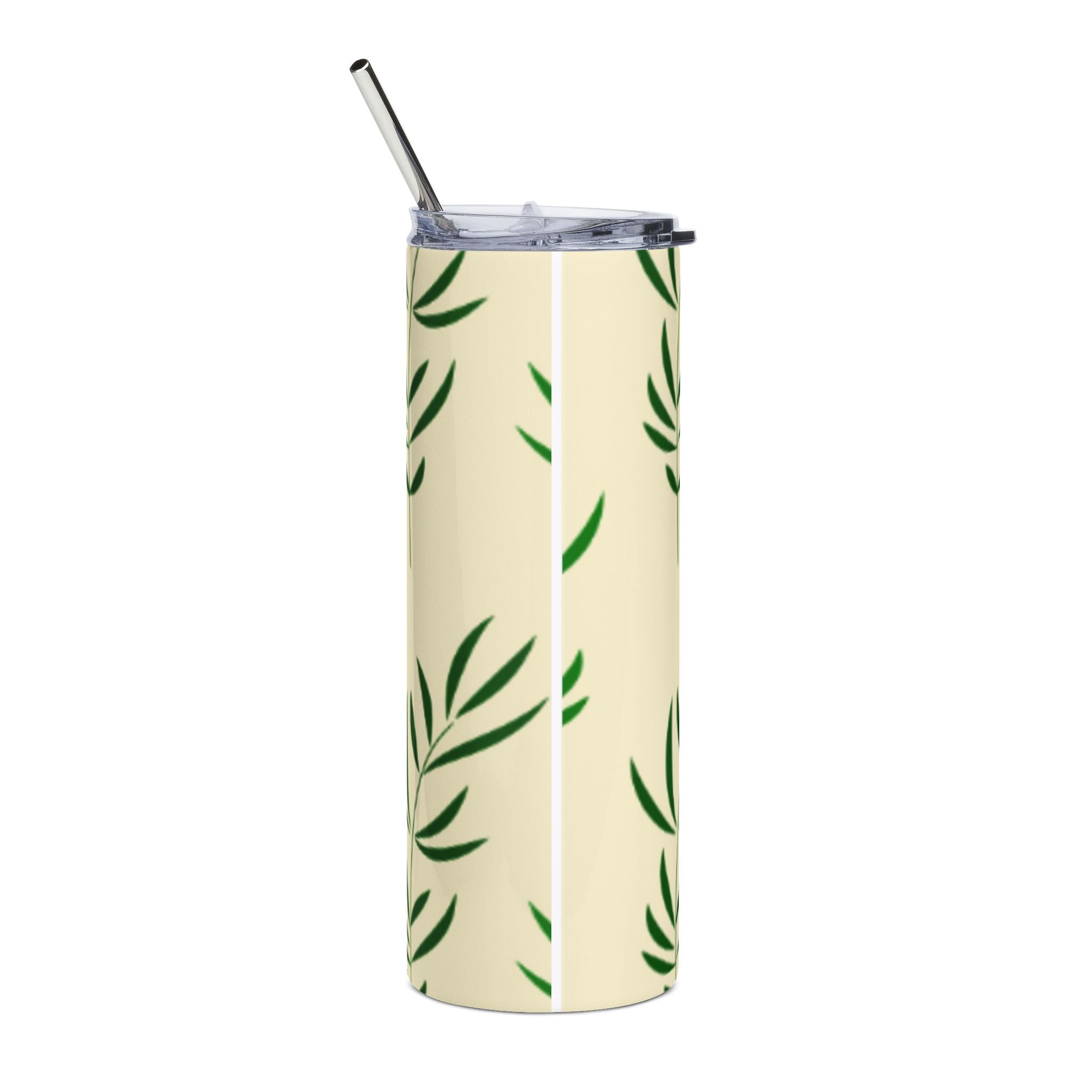 20oz Stainless Steel Tumbler – Green Leaf Pattern Insulated Travel Cup