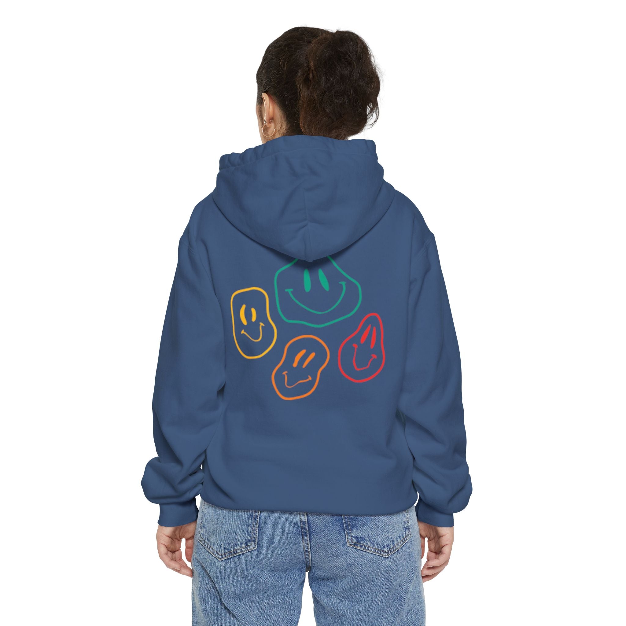 Choose Happy Hoodie — Retro Colorful Smiley Graphic Sweatshirt