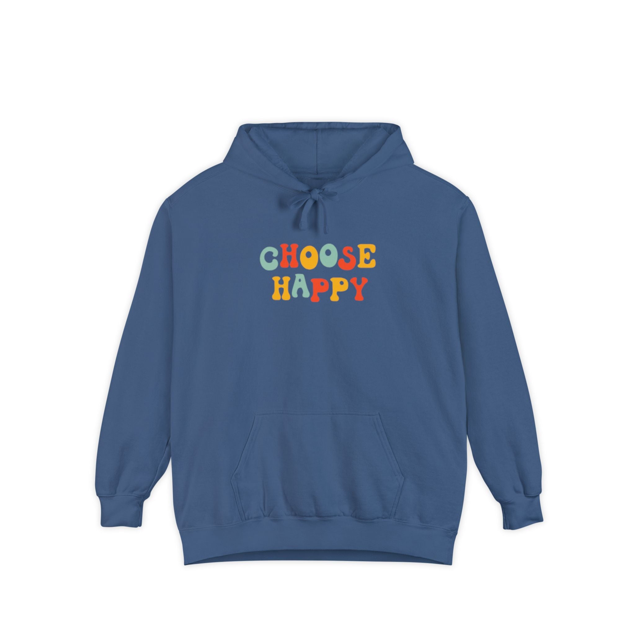 Choose Happy Hoodie — Retro Colorful Smiley Graphic Sweatshirt