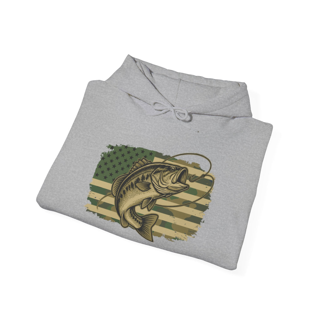 Fishing Bass Hoodie — American Flag Largemouth Bass Pullover