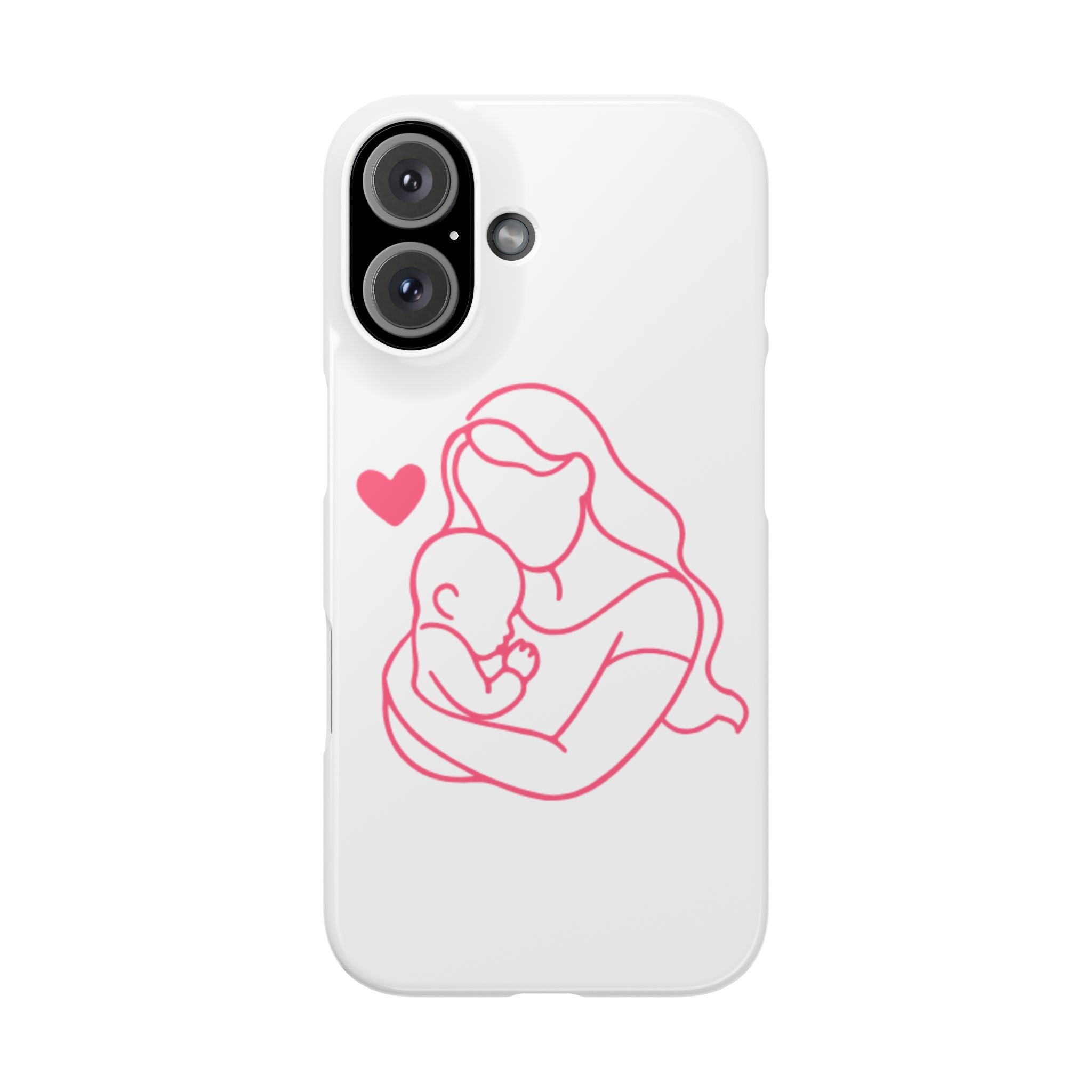 Slim Phone Case — Pink Mother & Baby Outline Design (Mother’s Day Gift)