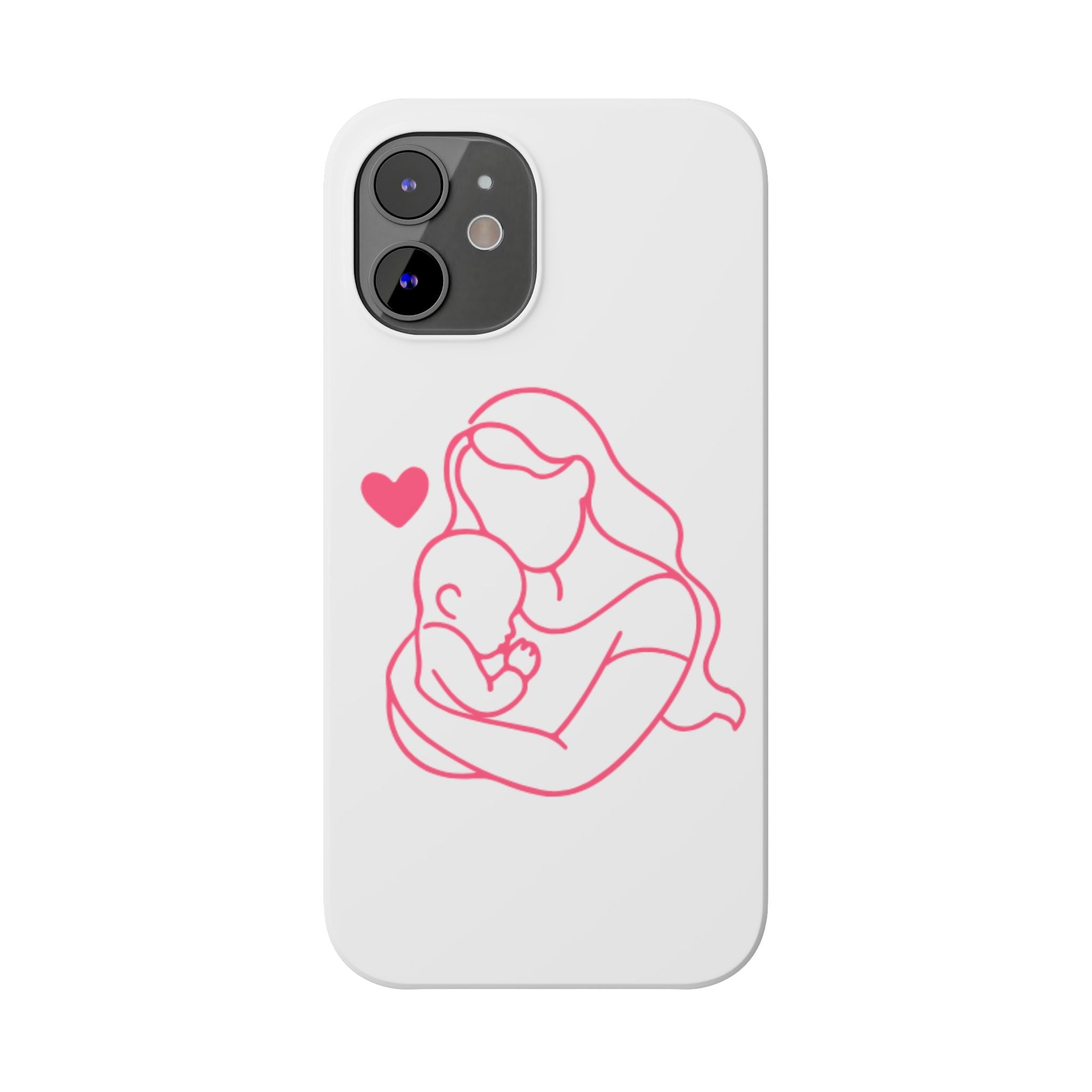 Slim Phone Case — Pink Mother & Baby Outline Design (Mother’s Day Gift)