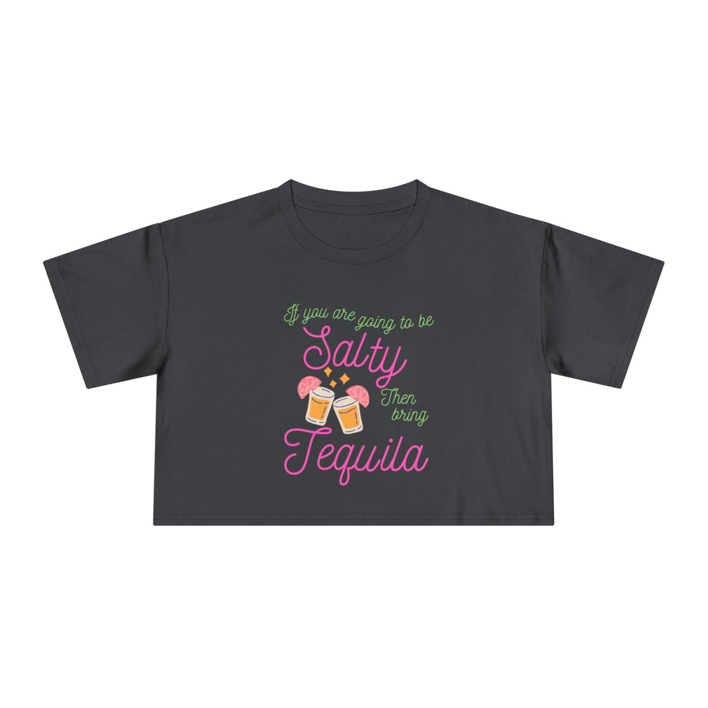 Crop Tee — "Salty Tequila" Cute Tropical Cocktail Graphic