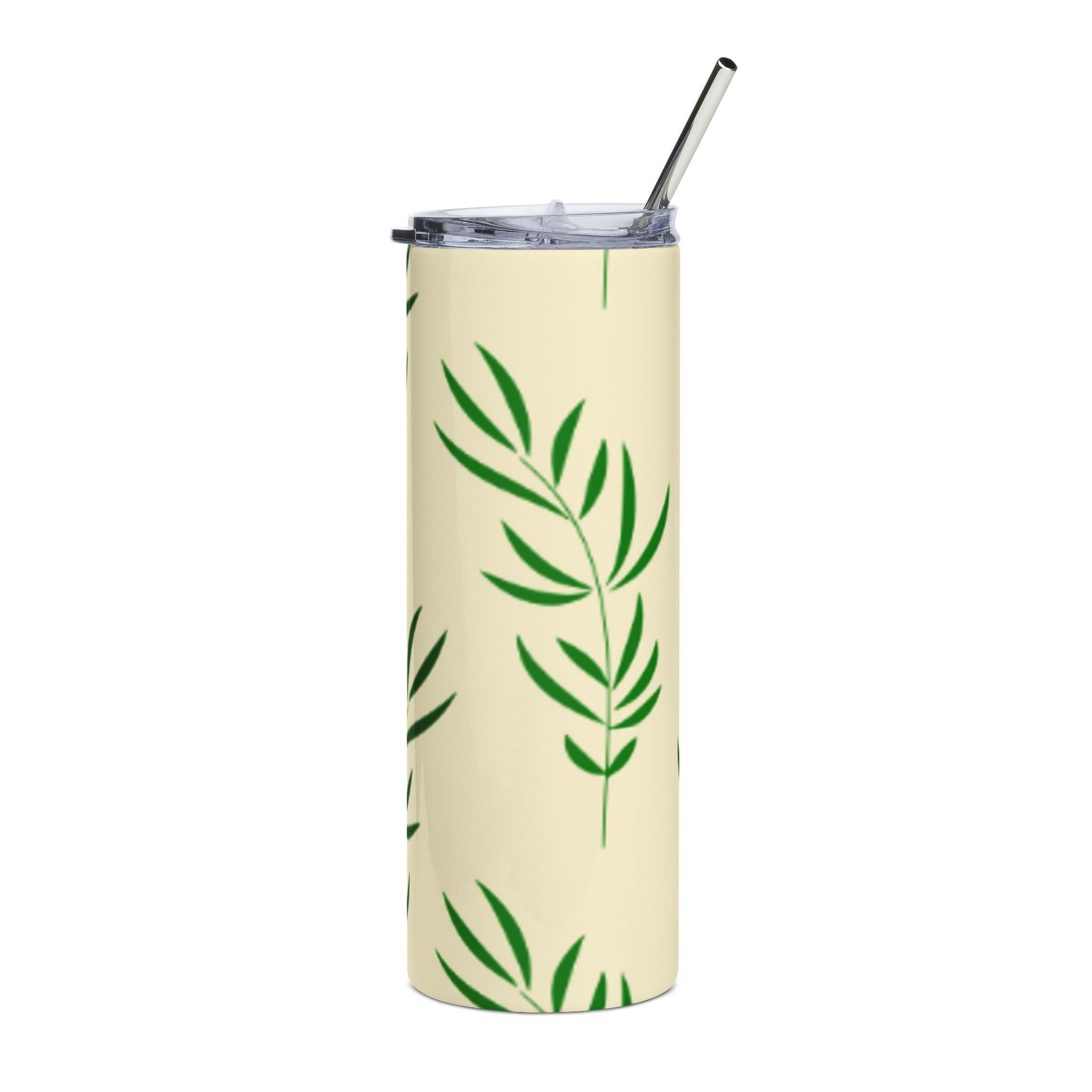 20oz Stainless Steel Tumbler – Green Leaf Pattern Insulated Travel Cup