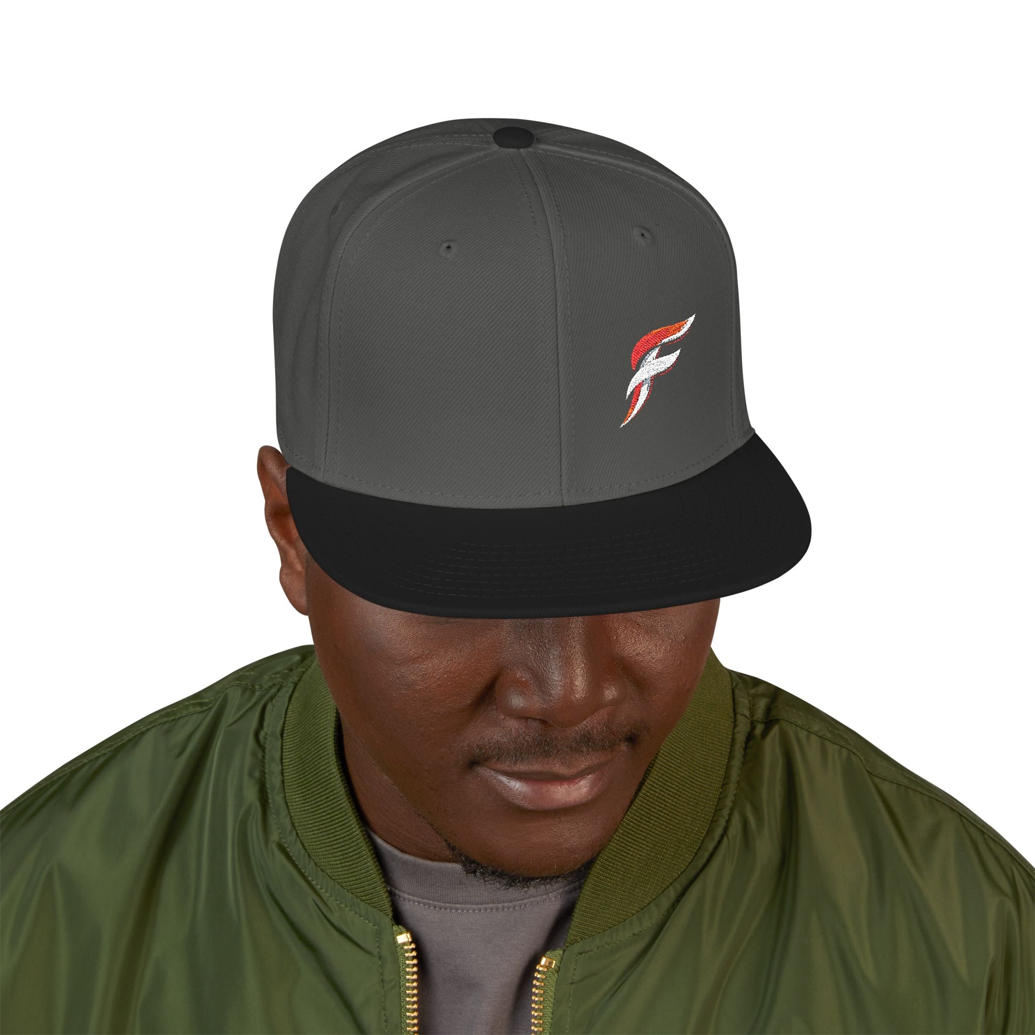 Embroidered 'F' Snapback Hat Lightweight Flat-Brim Cap