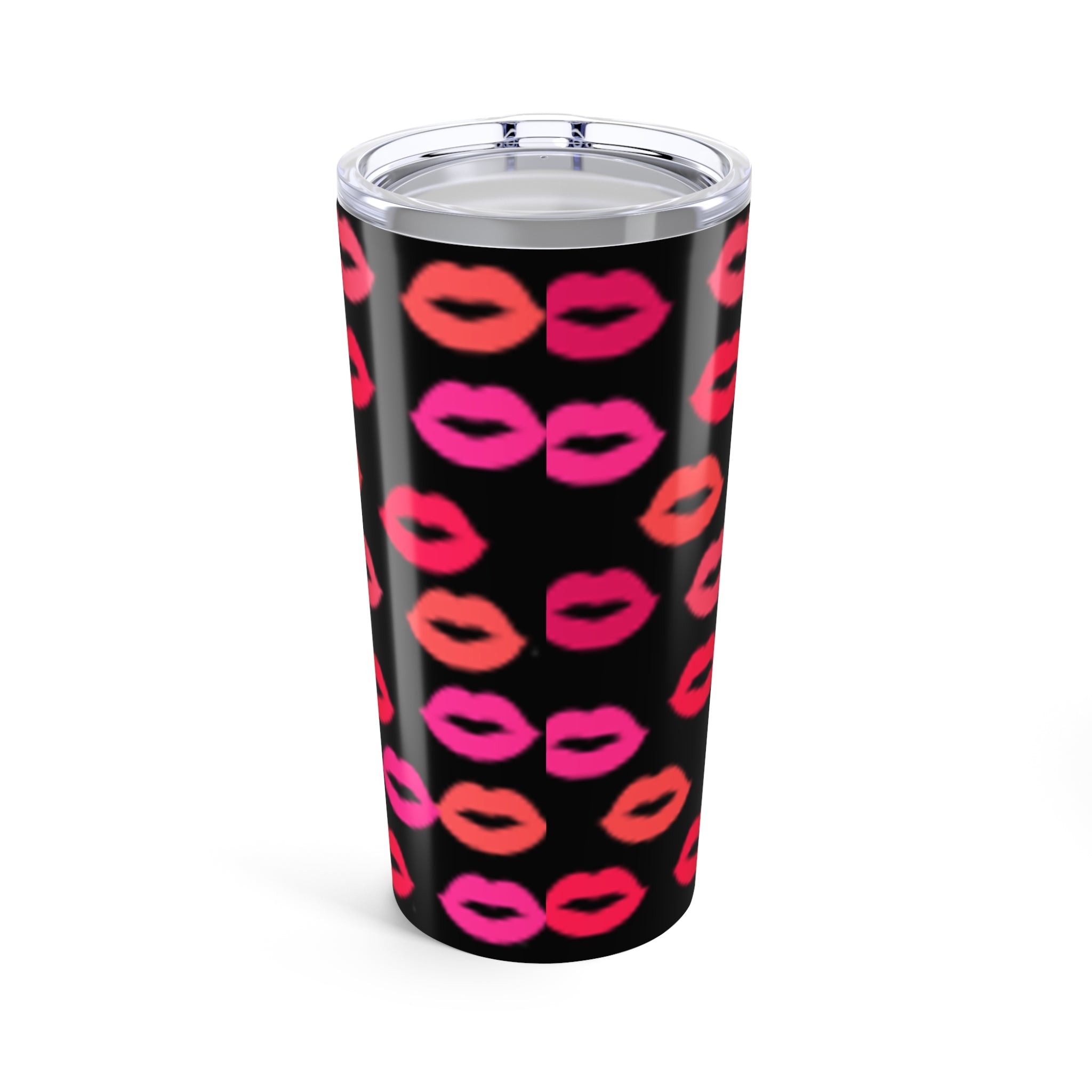 Lip Print 20oz Tumbler — Pink & Coral Kiss Pattern Insulated Travel Cup