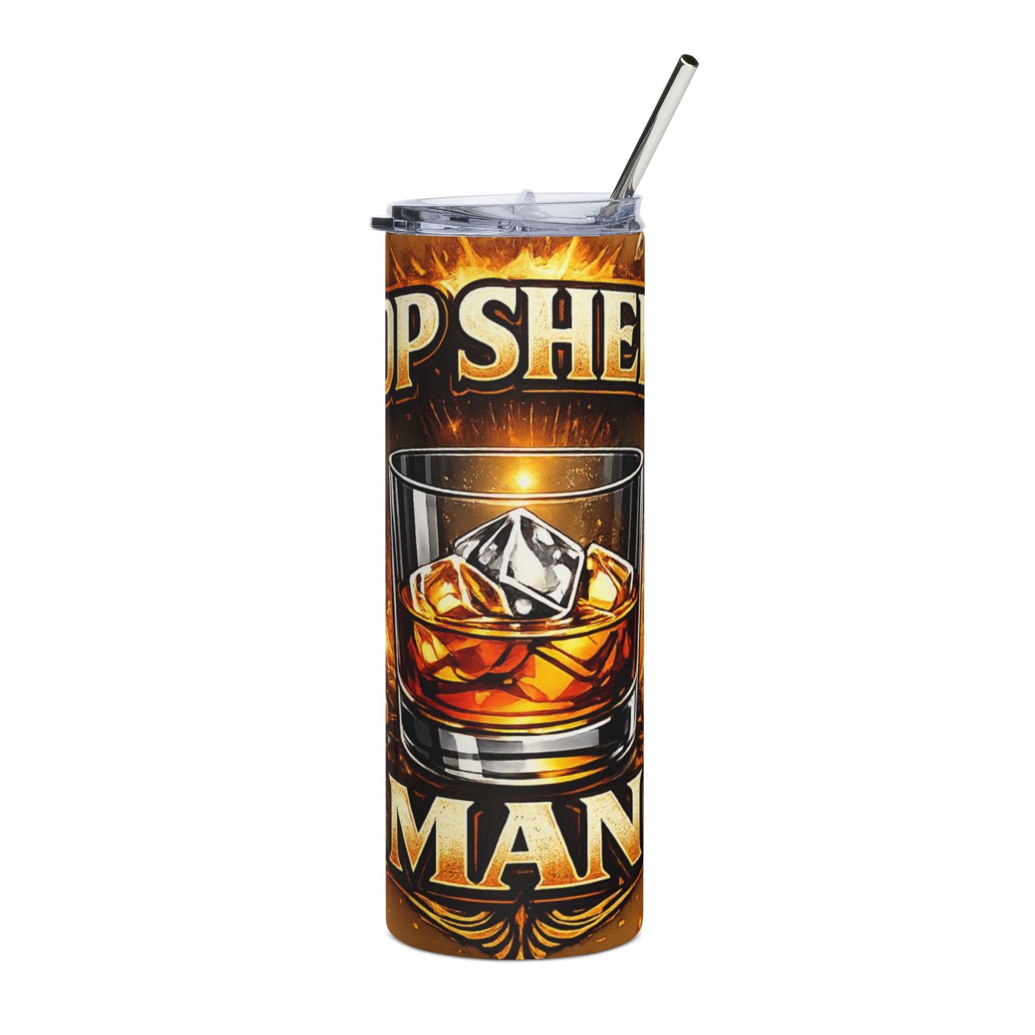 Tumbler — "Top Shelf Man" Whiskey Glass Stainless Steel 20oz Travel Cup