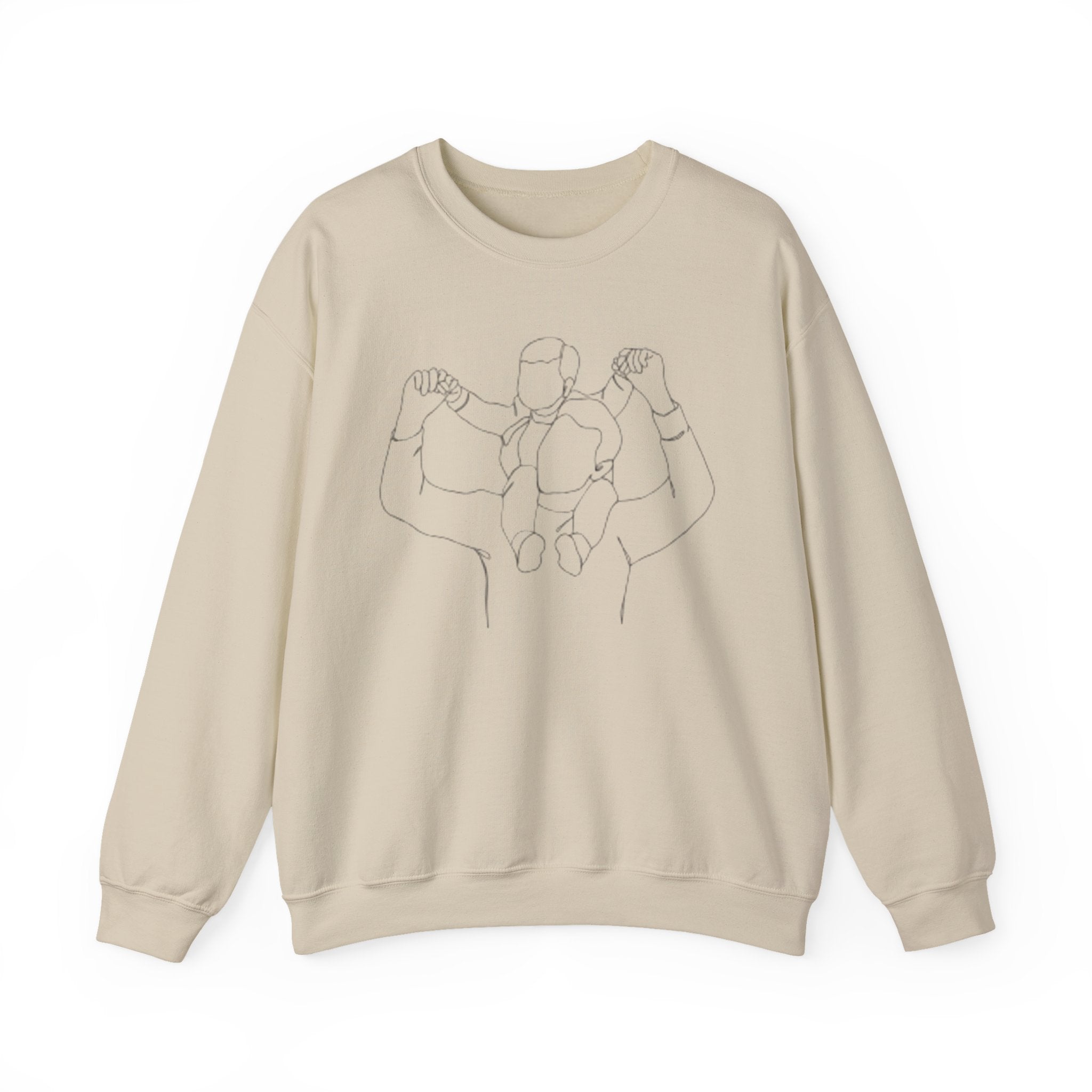 Minimal Line Art Crewneck Sweatshirt — Couple Holding Hands Sketch