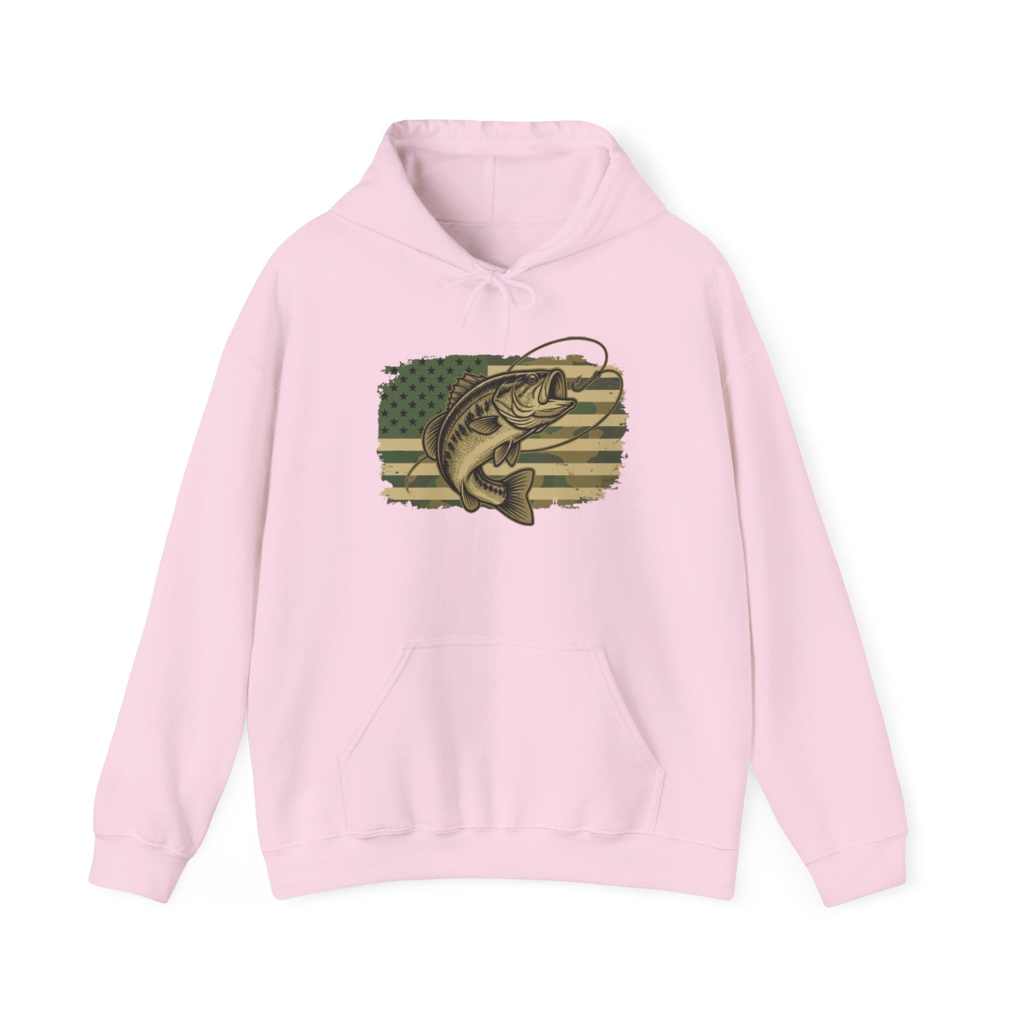 Fishing Bass Hoodie — American Flag Largemouth Bass Pullover