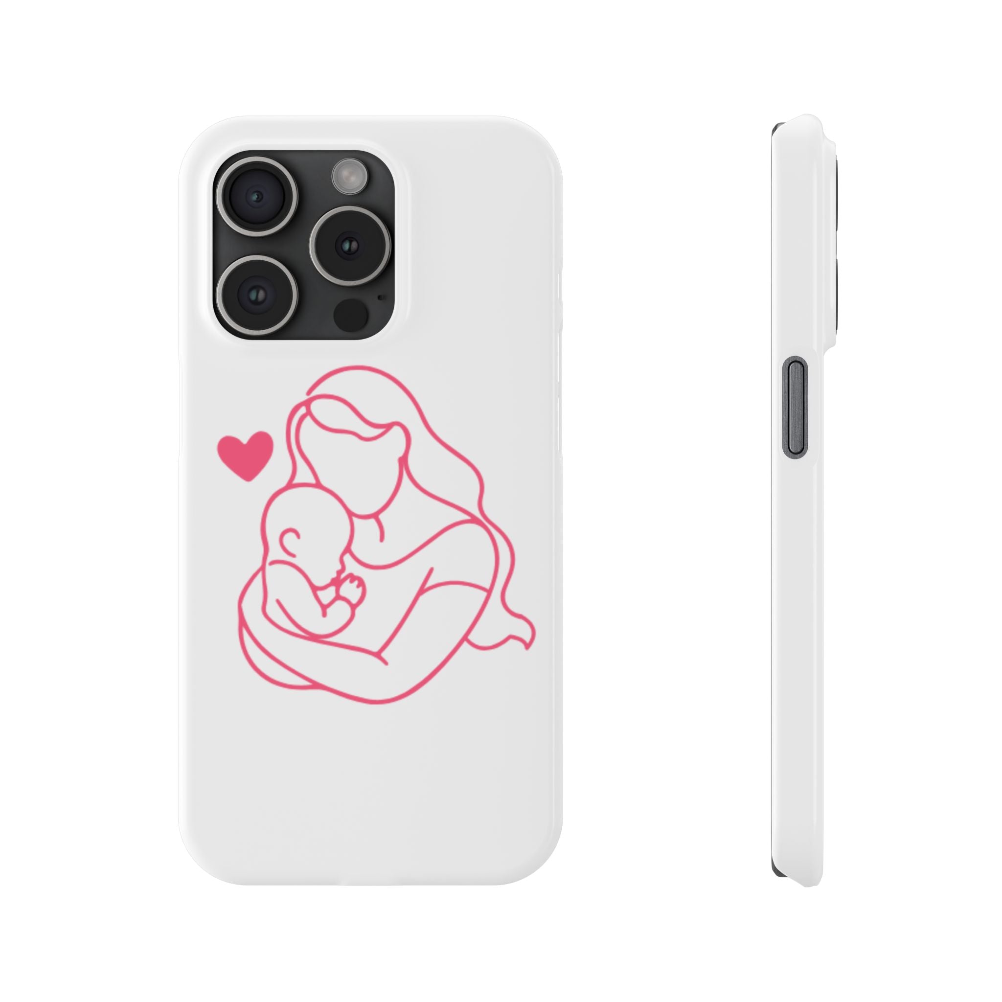 Slim Phone Case — Pink Mother & Baby Outline Design (Mother’s Day Gift)