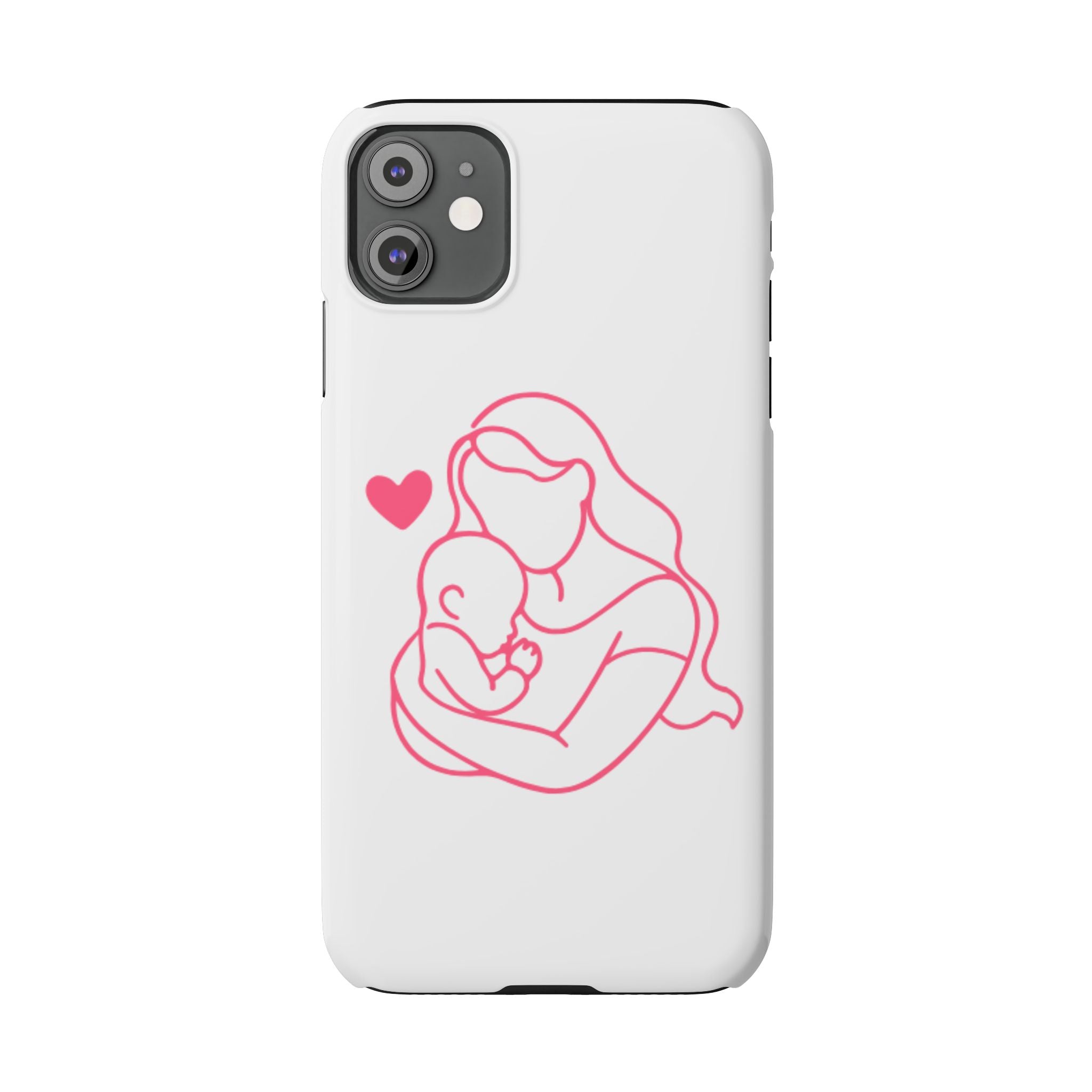 Slim Phone Case — Pink Mother & Baby Outline Design (Mother’s Day Gift)