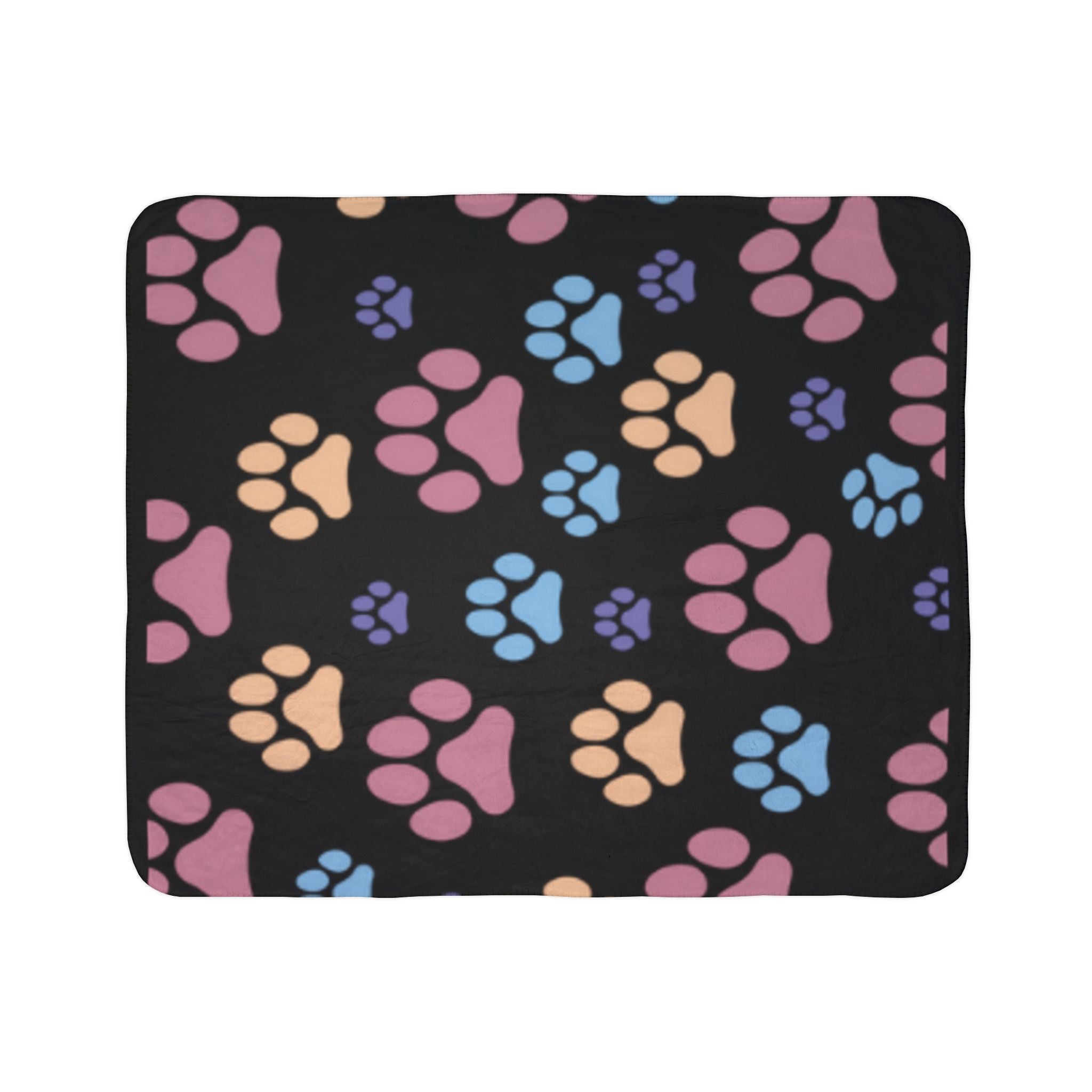Paw Print Fleece Sherpa Blanket — Cozy Pet Lover Throw (Pastel Paw Pattern)